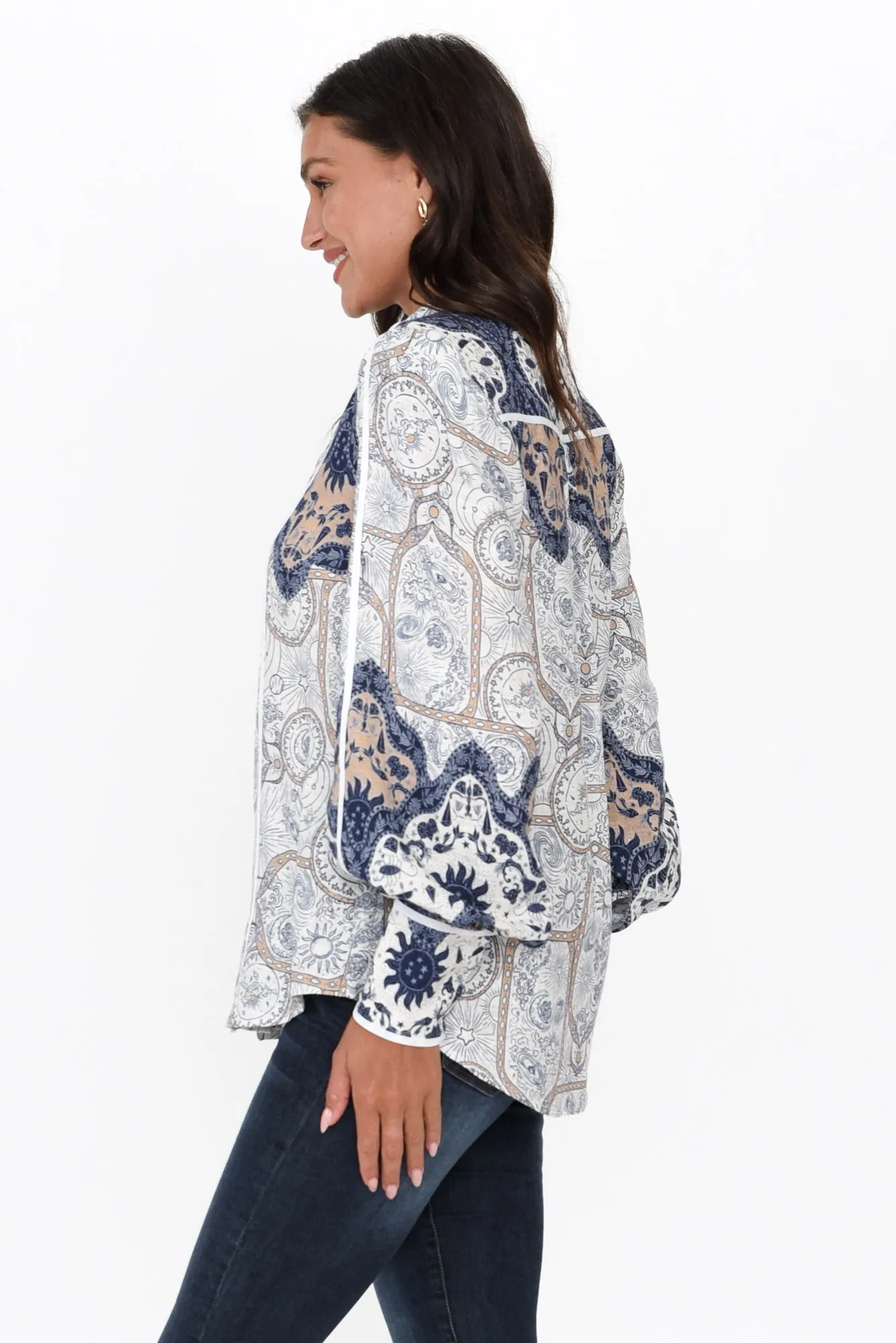 Laguna Blue Astral Collared Shirt sold by Blue Bungalow product image thumbnail 3