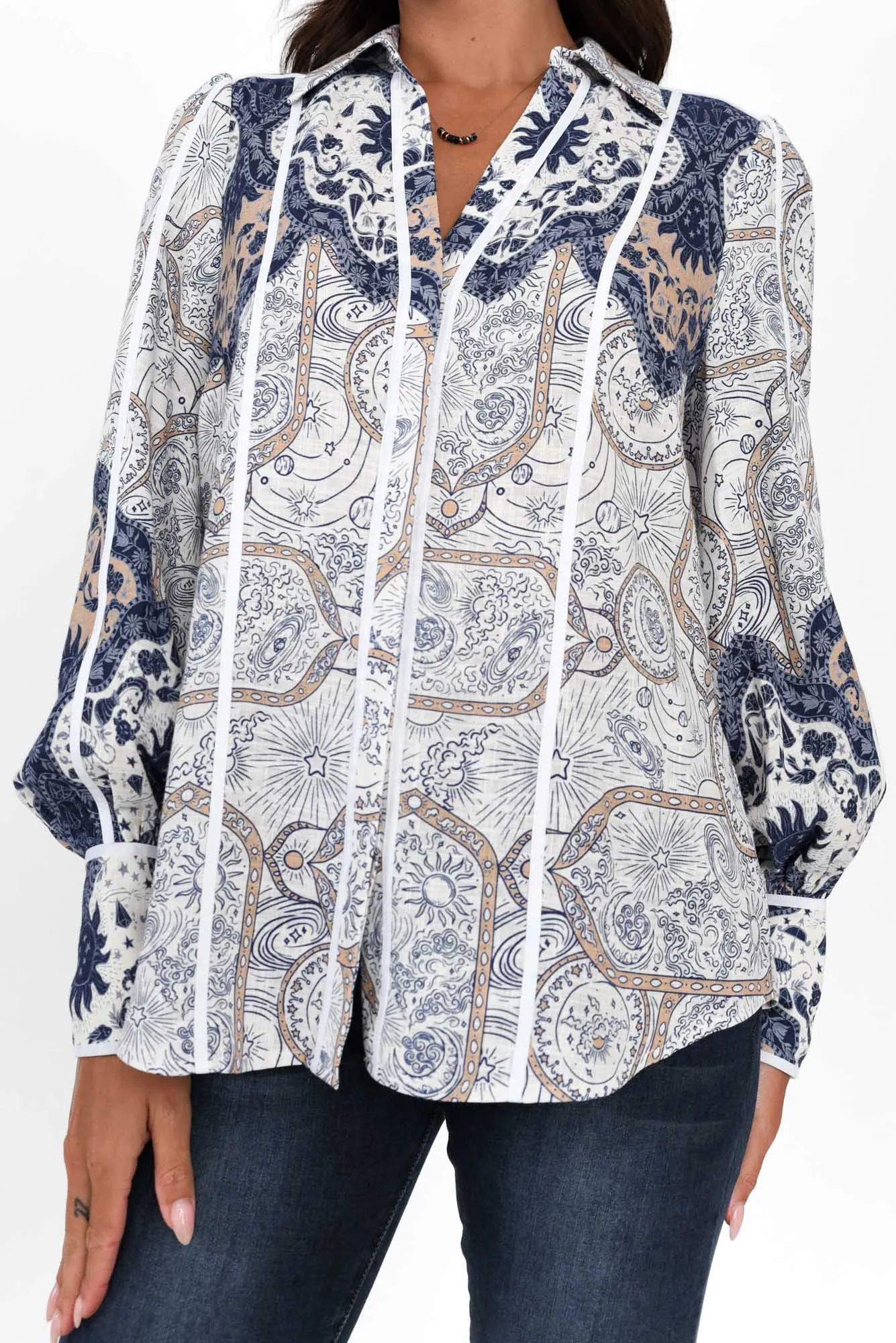 Laguna Blue Astral Collared Shirt sold by Blue Bungalow product image thumbnail 5