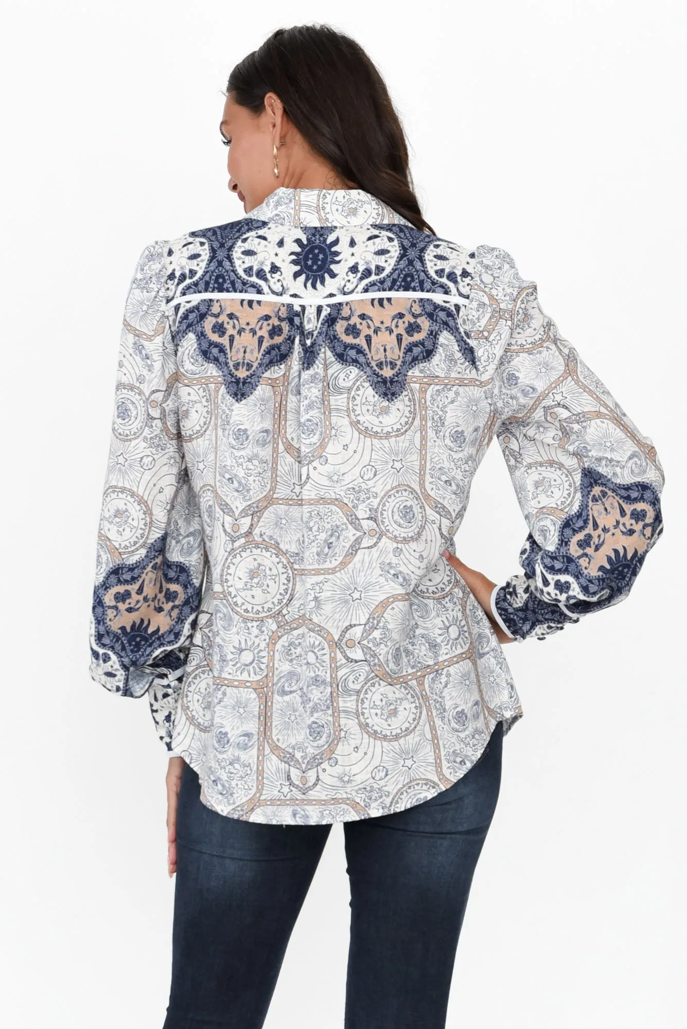Laguna Blue Astral Collared Shirt sold by Blue Bungalow product image thumbnail 4