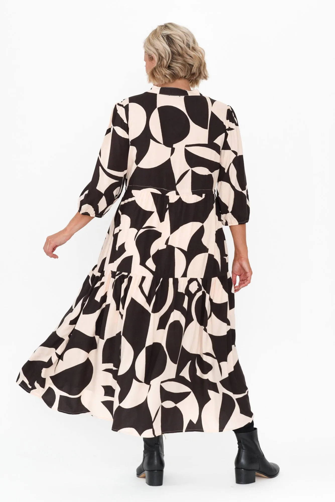 Britton Brown Geo Tie Dress sold by Blue Bungalow product image thumbnail 4