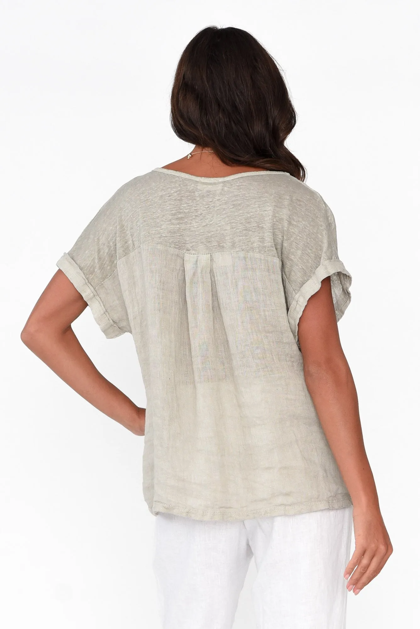 Anna Natural Linen Tee sold by Blue Bungalow product image thumbnail 4