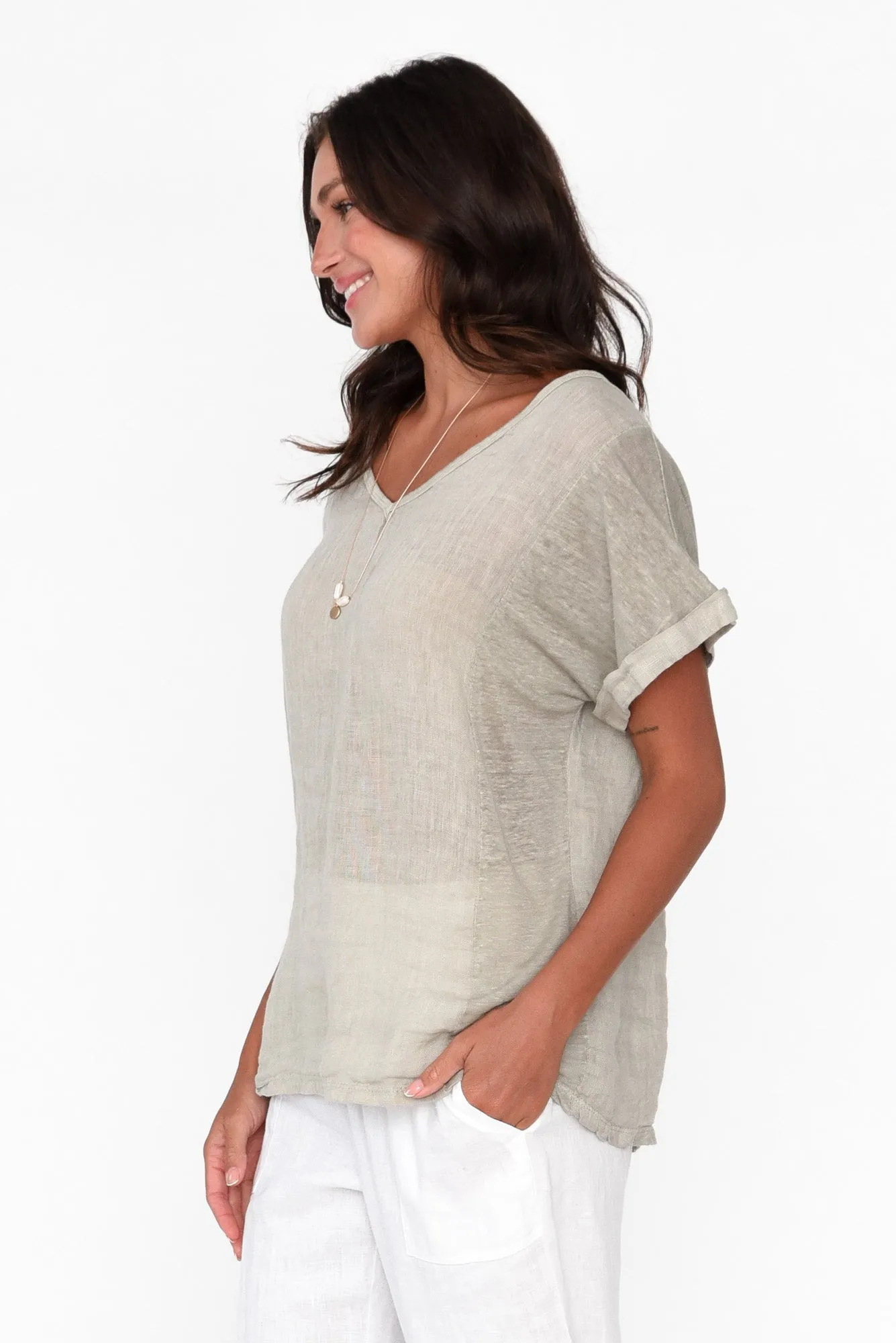 Anna Natural Linen Tee sold by Blue Bungalow product image thumbnail 3