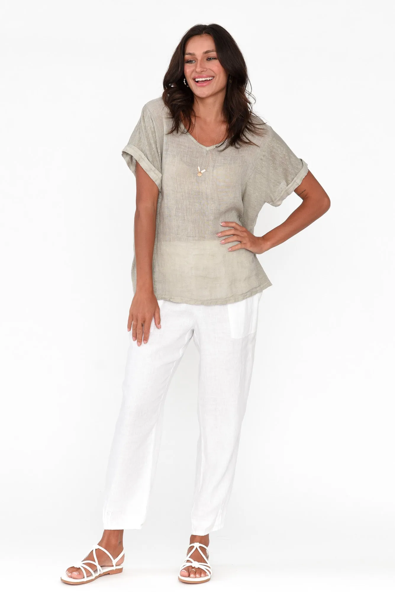 Anna Natural Linen Tee sold by Blue Bungalow product image thumbnail 5