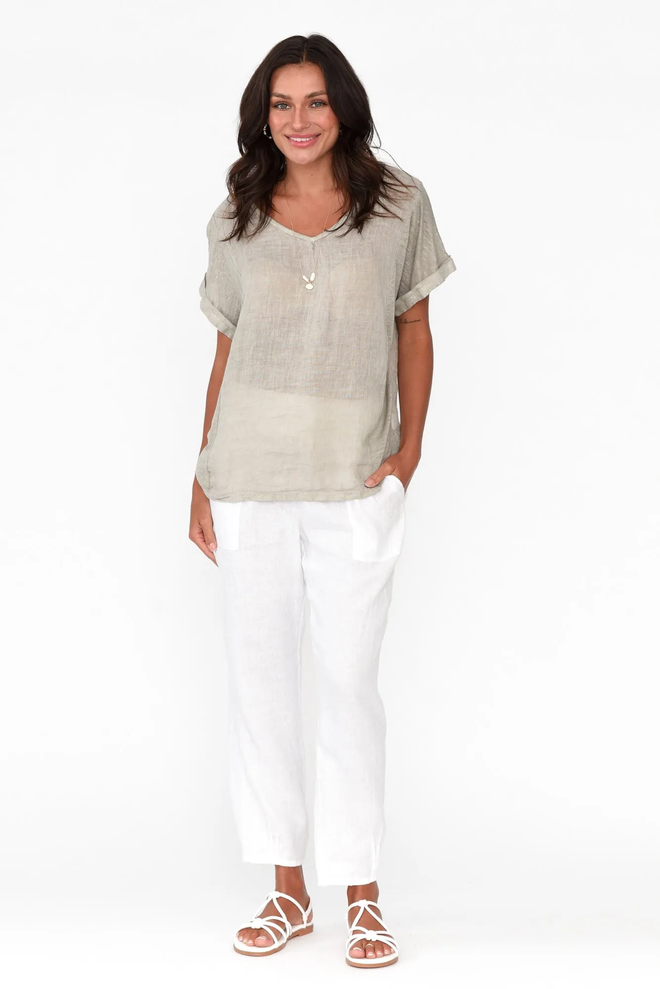 Anna Natural Linen Tee sold by Blue Bungalow product image thumbnail 2