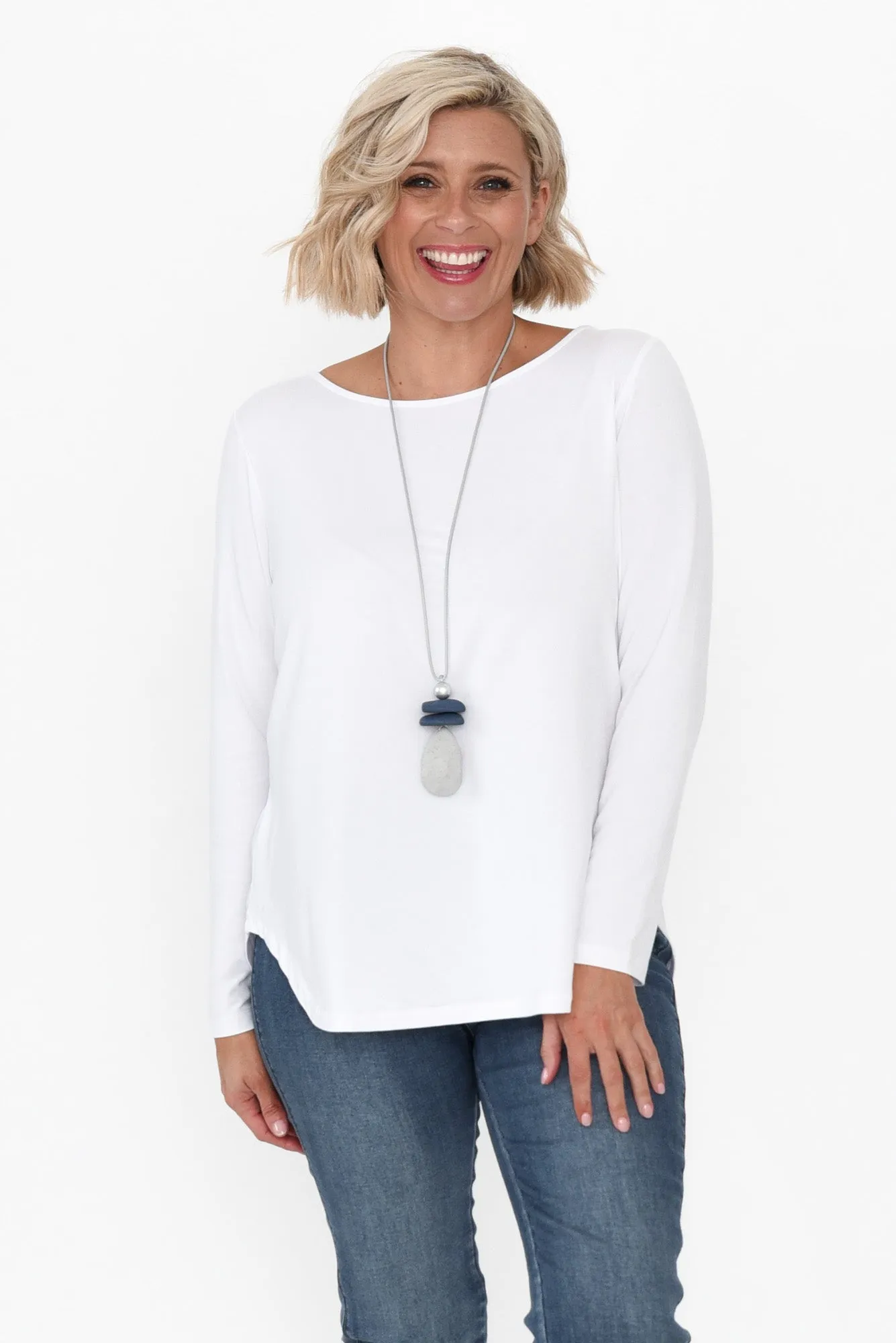 Adele White Long Sleeve Bamboo Tee sold by Blue Bungalow product image thumbnail 2
