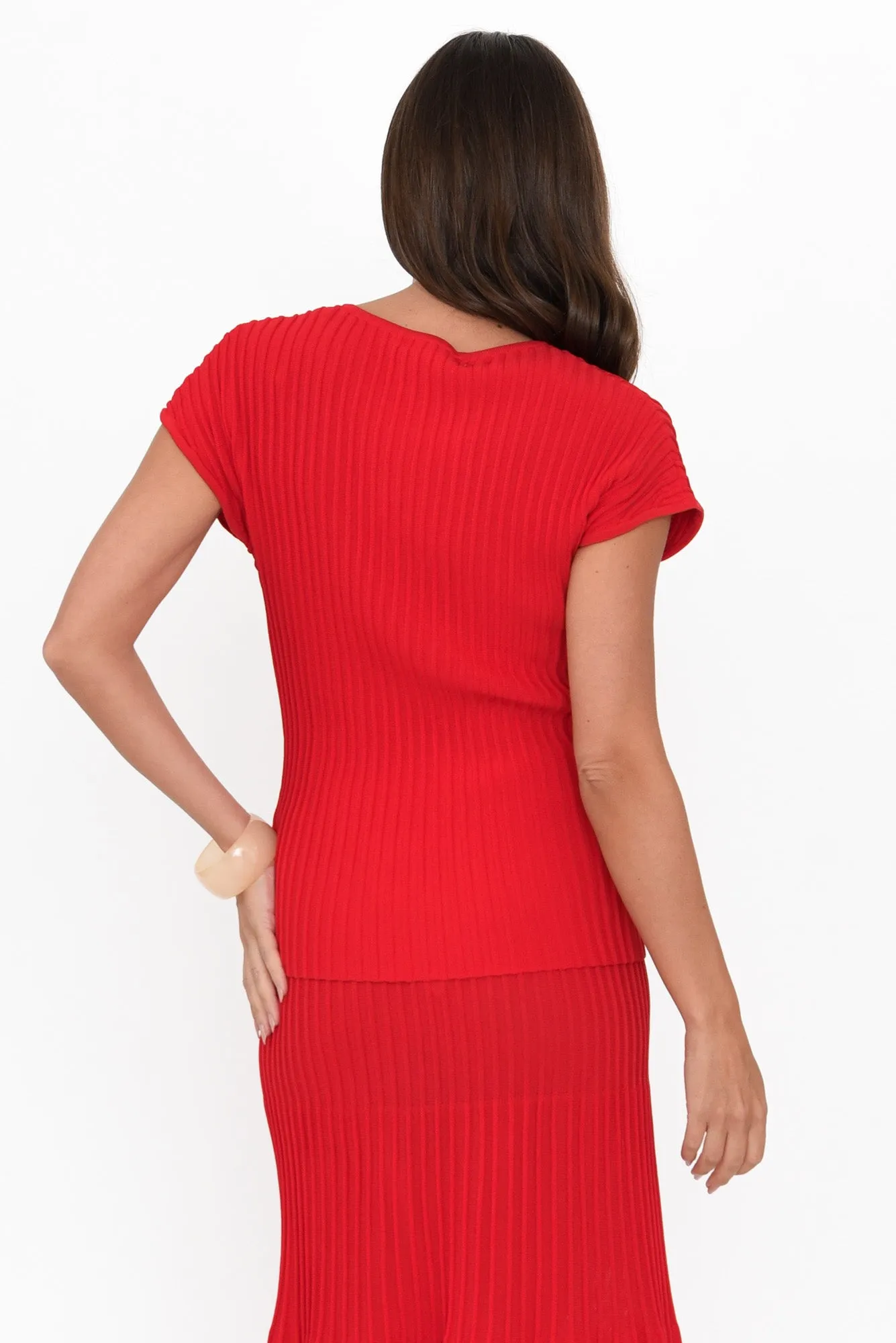 Wilkie Red V Neck Knit Top sold by Blue Bungalow product image thumbnail 5