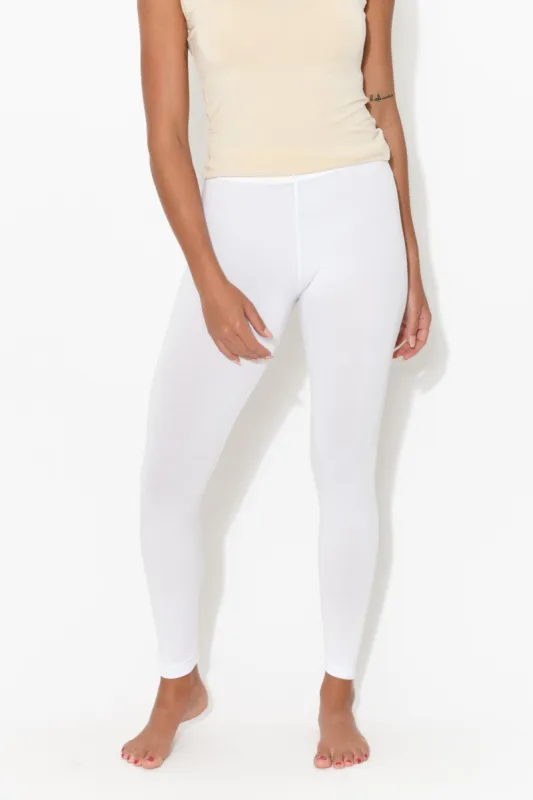 White Micro Modal 7/8 Leggings sold by Blue Bungalow