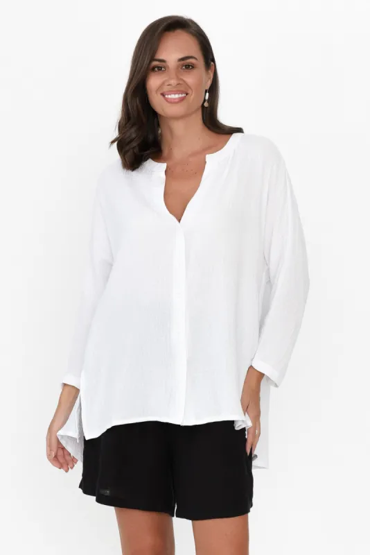 Lurline White Cotton Shirt sold by Blue Bungalow