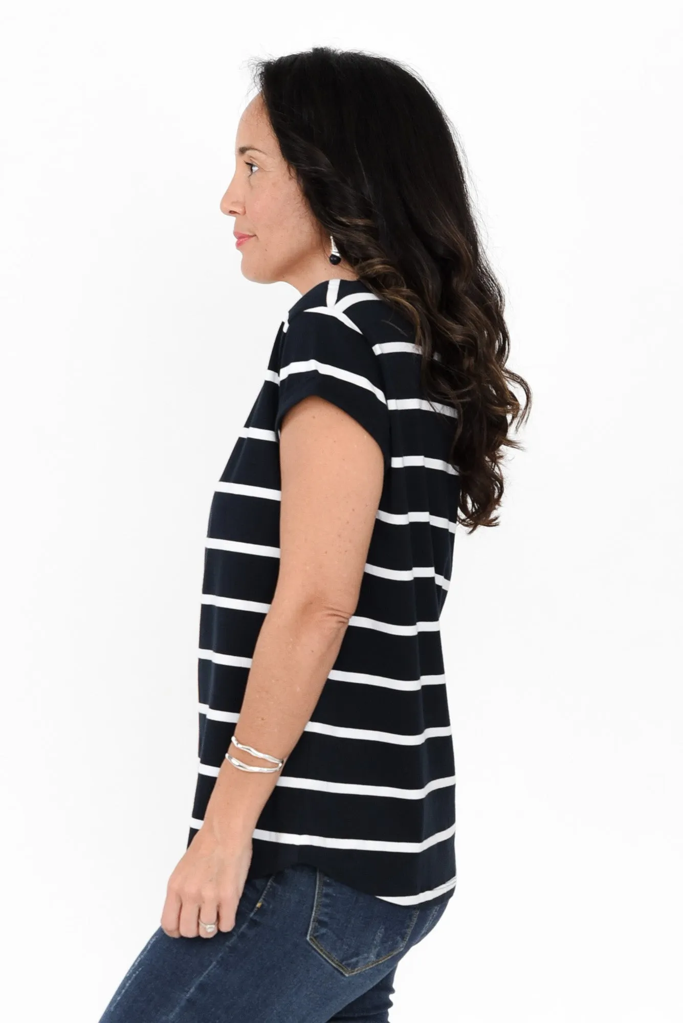 Manly Navy Stripe Cotton Tee sold by Blue Bungalow product image thumbnail 5