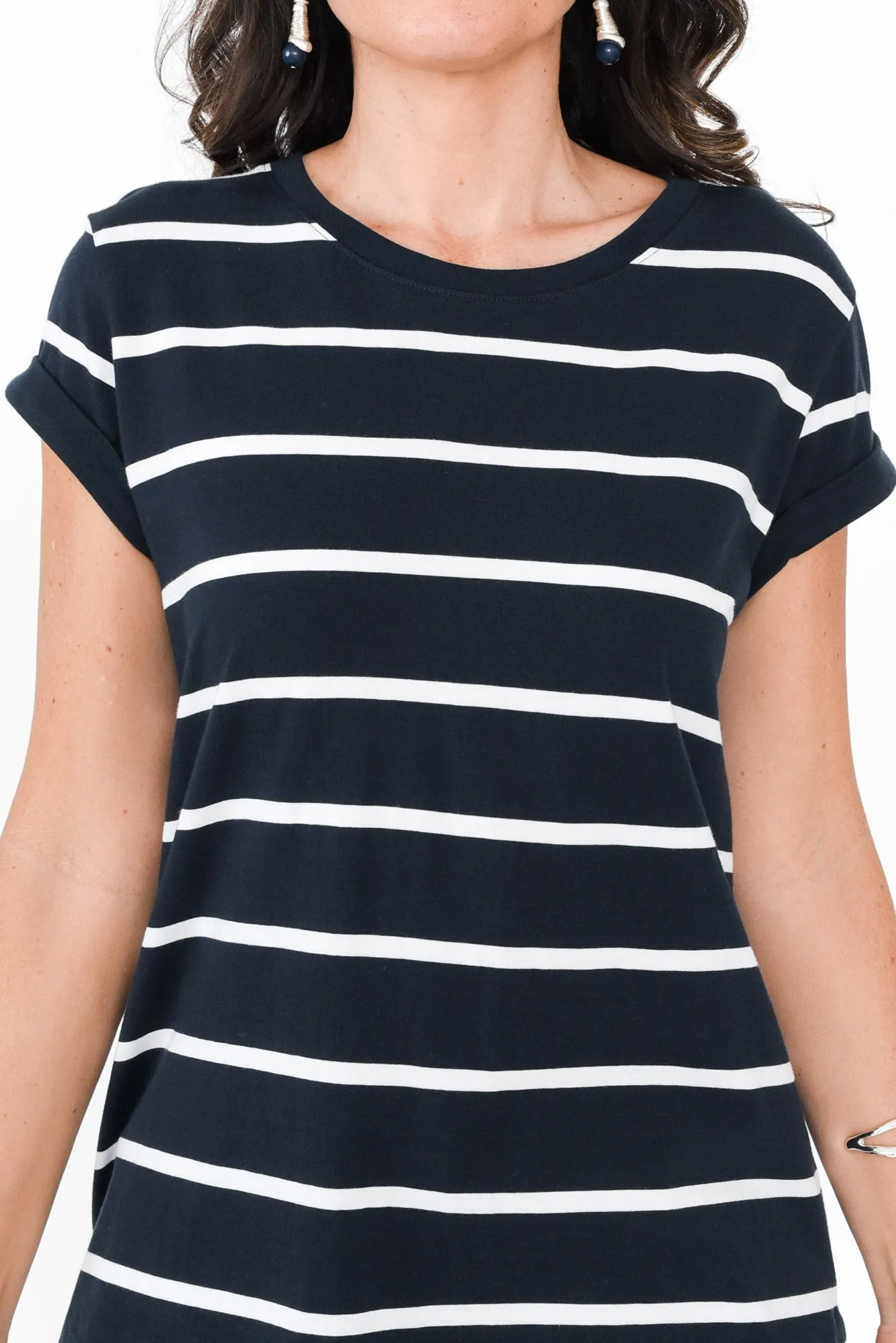 Manly Navy Stripe Cotton Tee sold by Blue Bungalow product image thumbnail 3