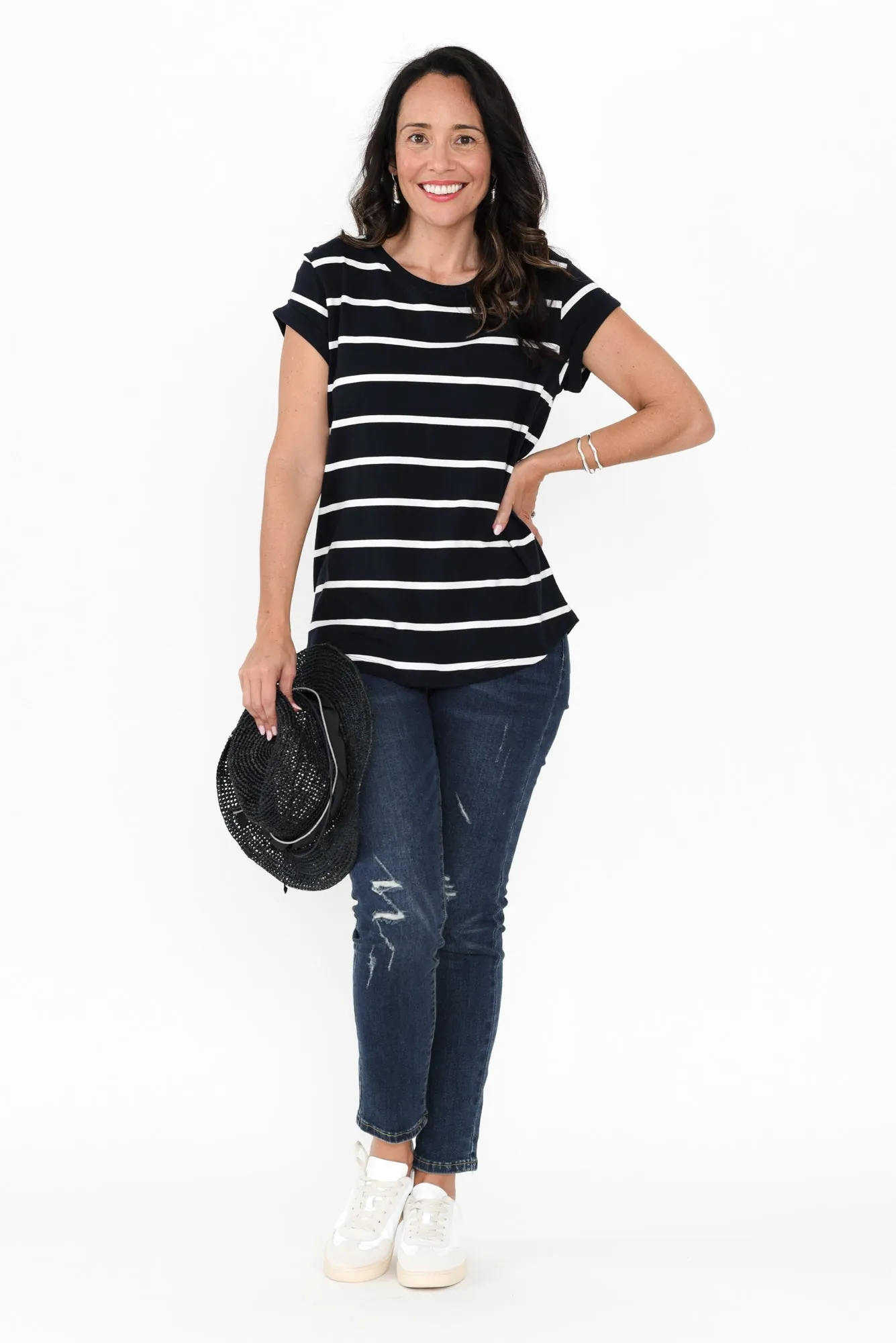 Manly Navy Stripe Cotton Tee sold by Blue Bungalow product image thumbnail 2