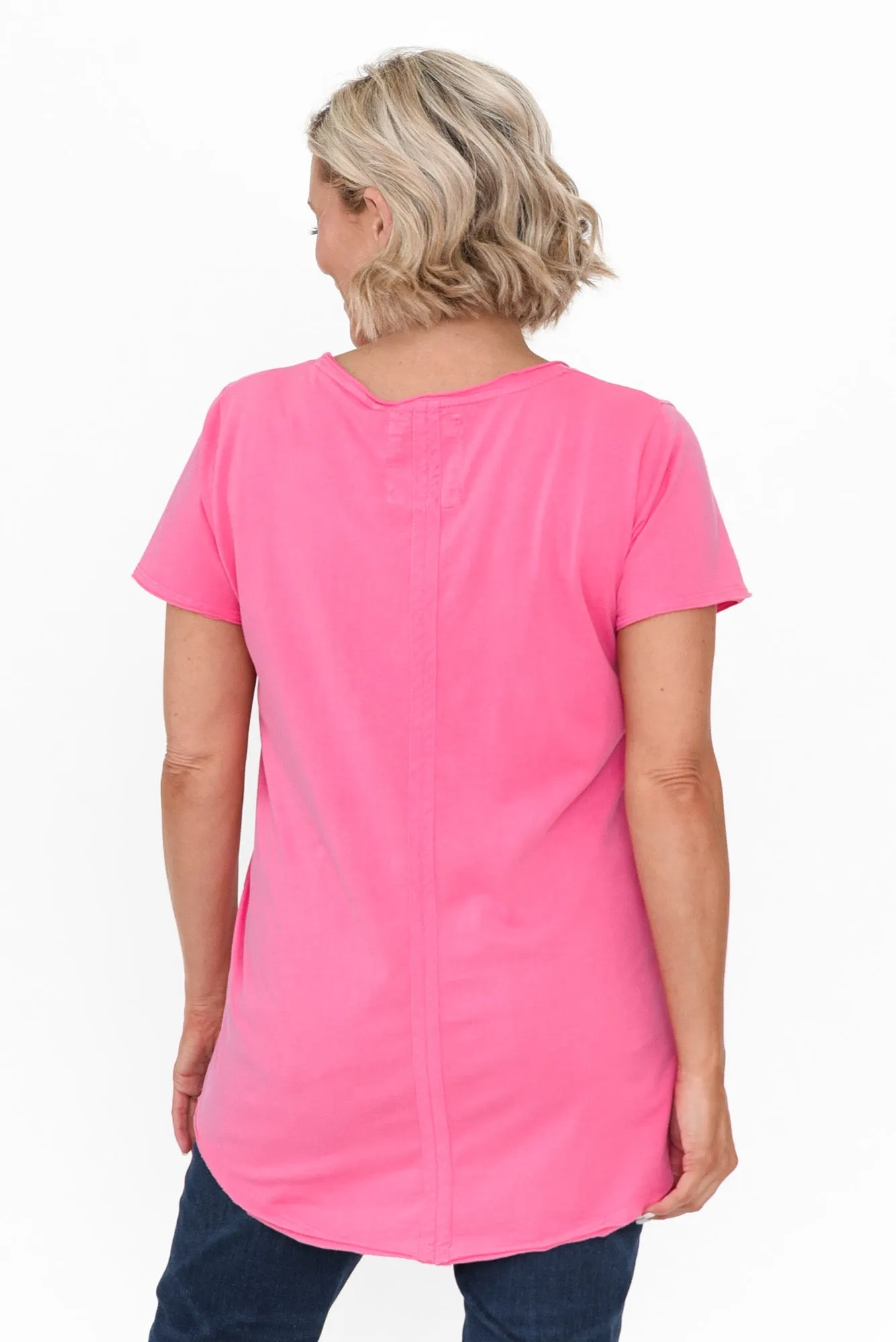 Hot Pink Cotton Fundamental Vee Tee sold by Blue Bungalow product image thumbnail 4