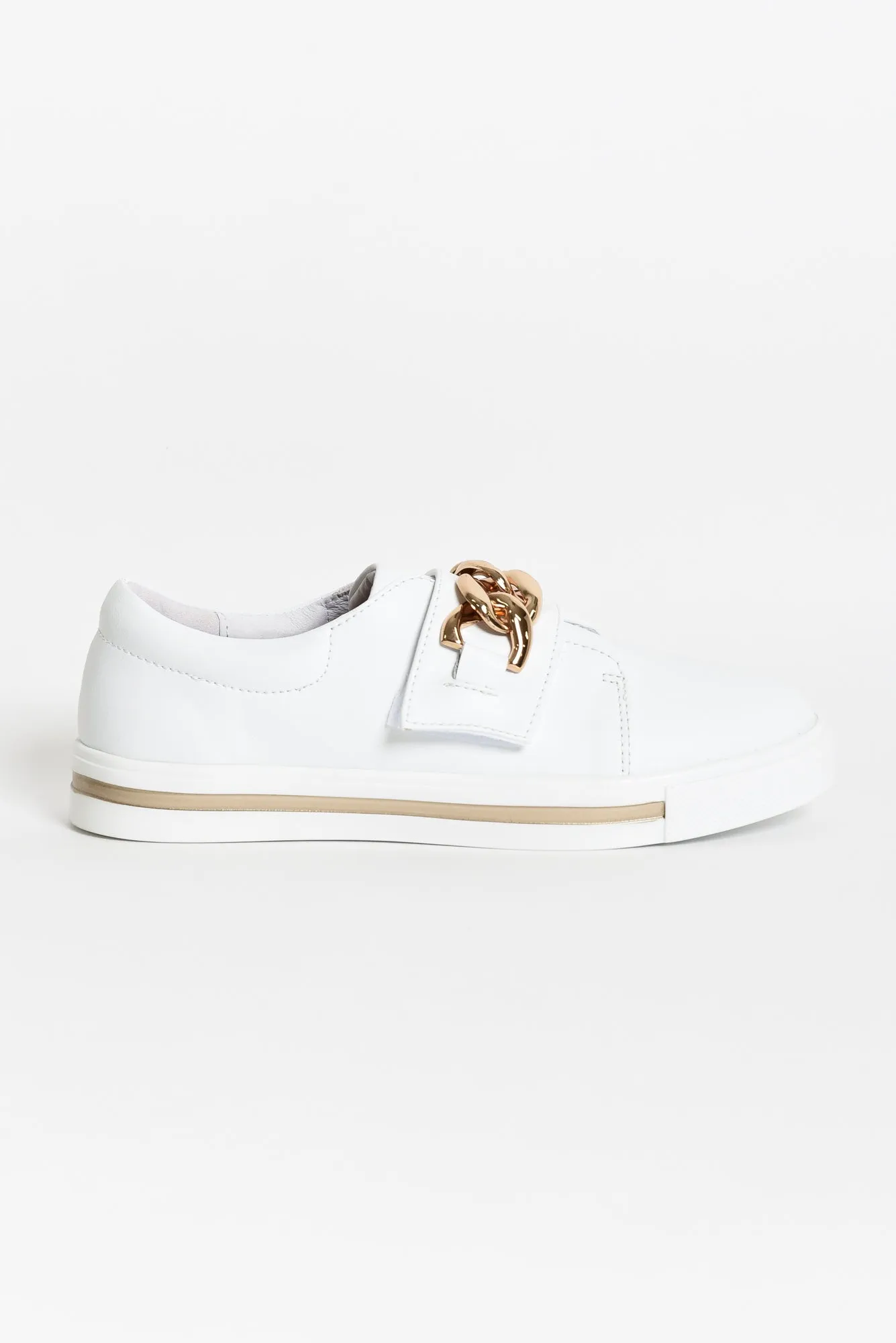 Koolah White Leather Chain Sneaker sold by Blue Bungalow product image thumbnail 5