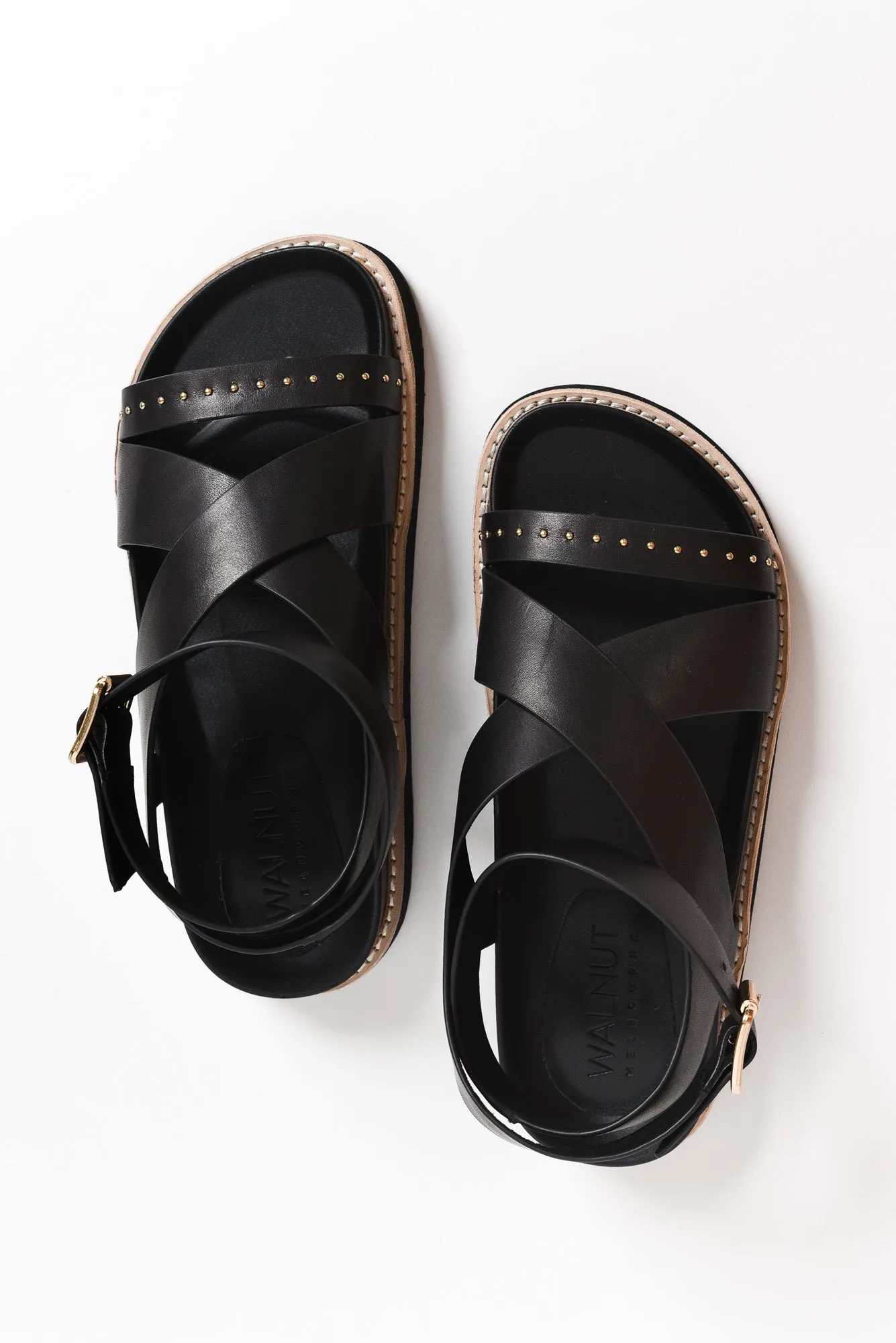 Pilar Black Leather Crossover Sandal sold by Blue Bungalow product image thumbnail 2