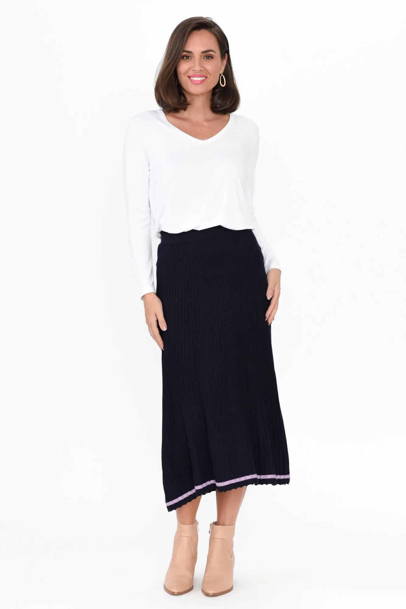 Tammy Navy Knit Skirt sold by Blue Bungalow product image thumbnail 4