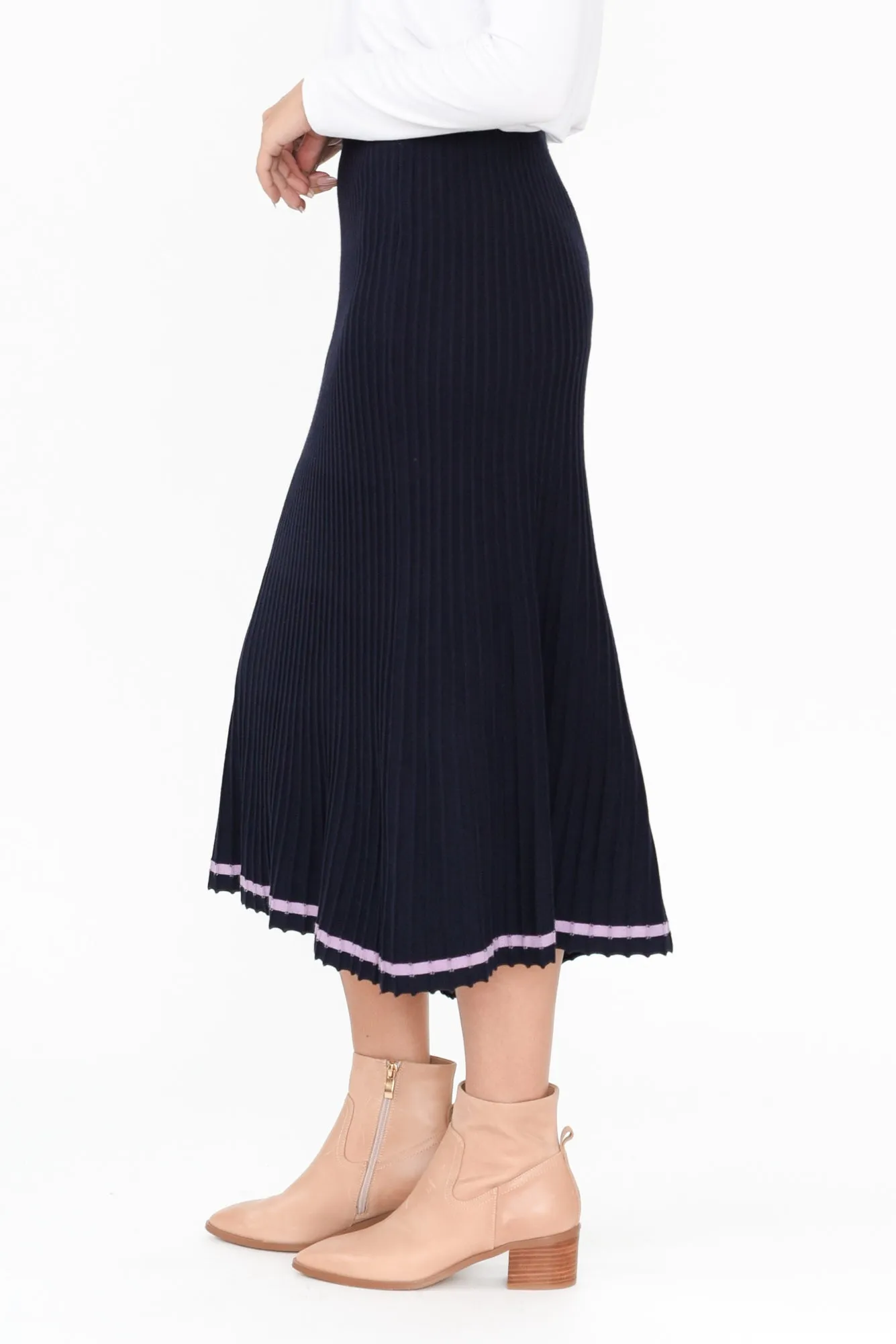 Tammy Navy Knit Skirt sold by Blue Bungalow product image thumbnail 3
