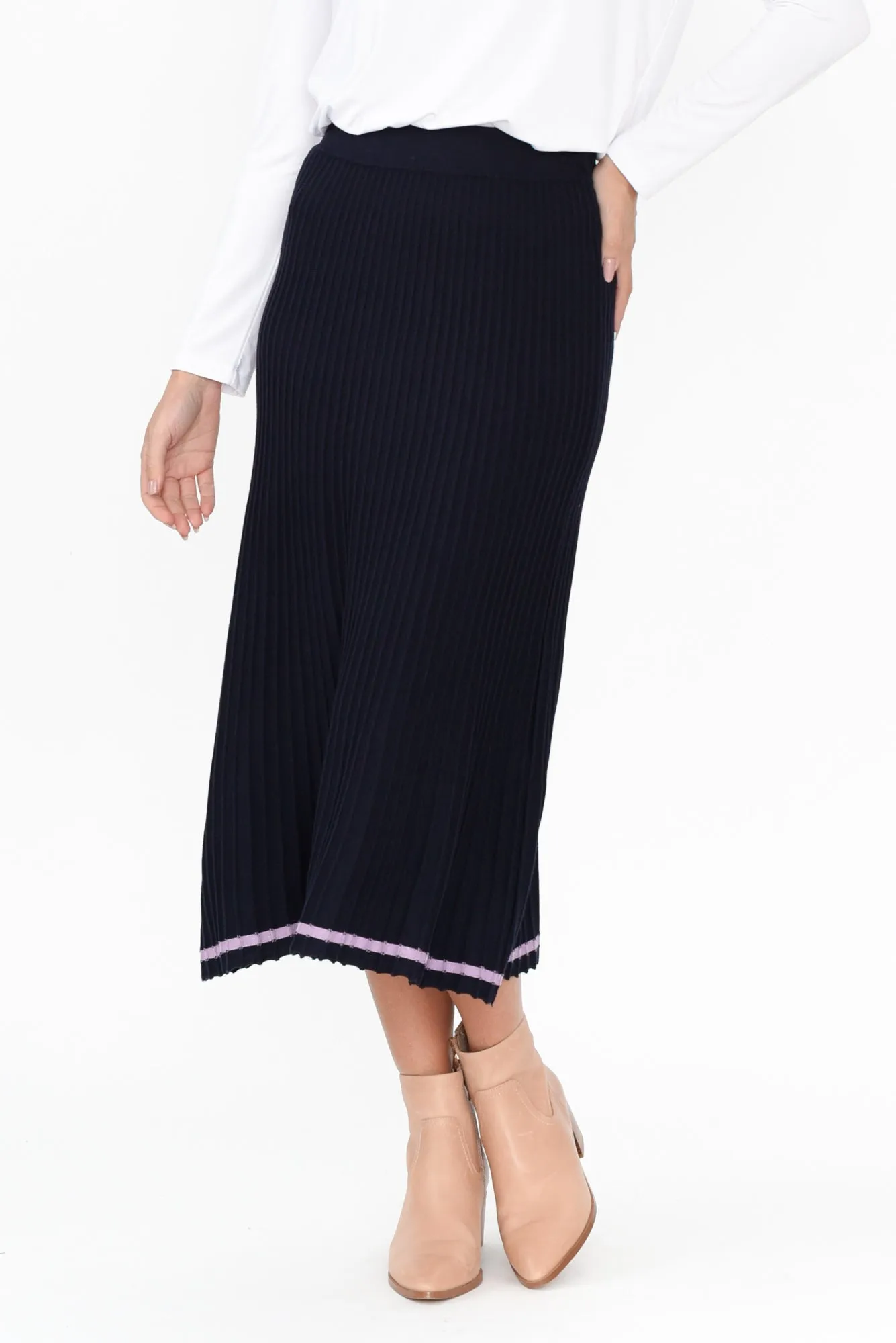 Tammy Navy Knit Skirt sold by Blue Bungalow