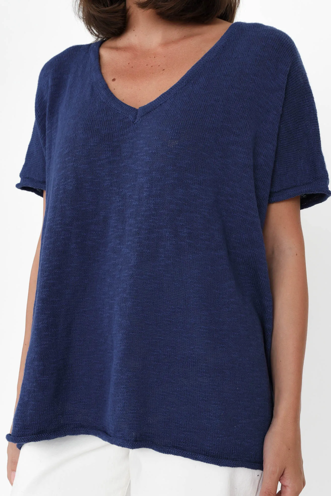 Saxon Cobalt Cotton Knit Top sold by Blue Bungalow product image thumbnail 5