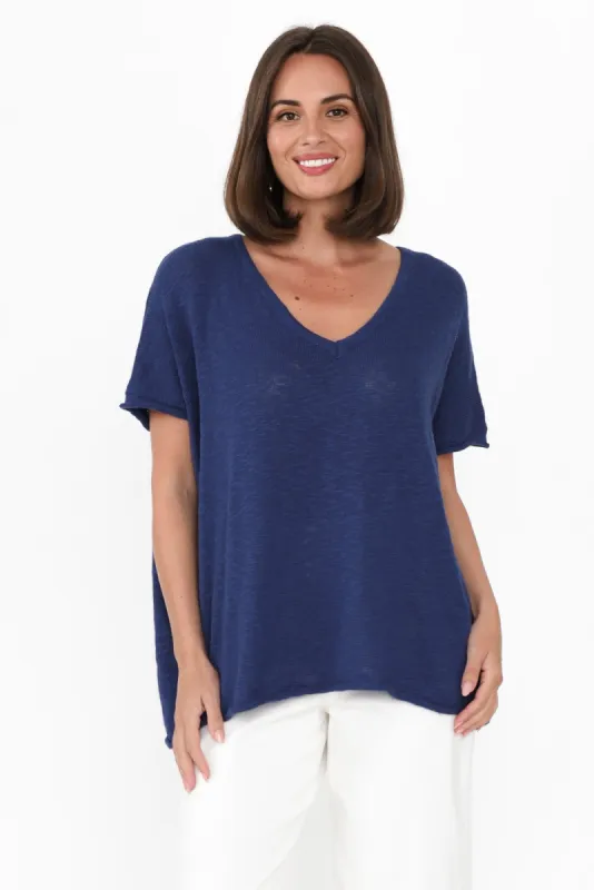 Saxon Cobalt Cotton Knit Top sold by Blue Bungalow