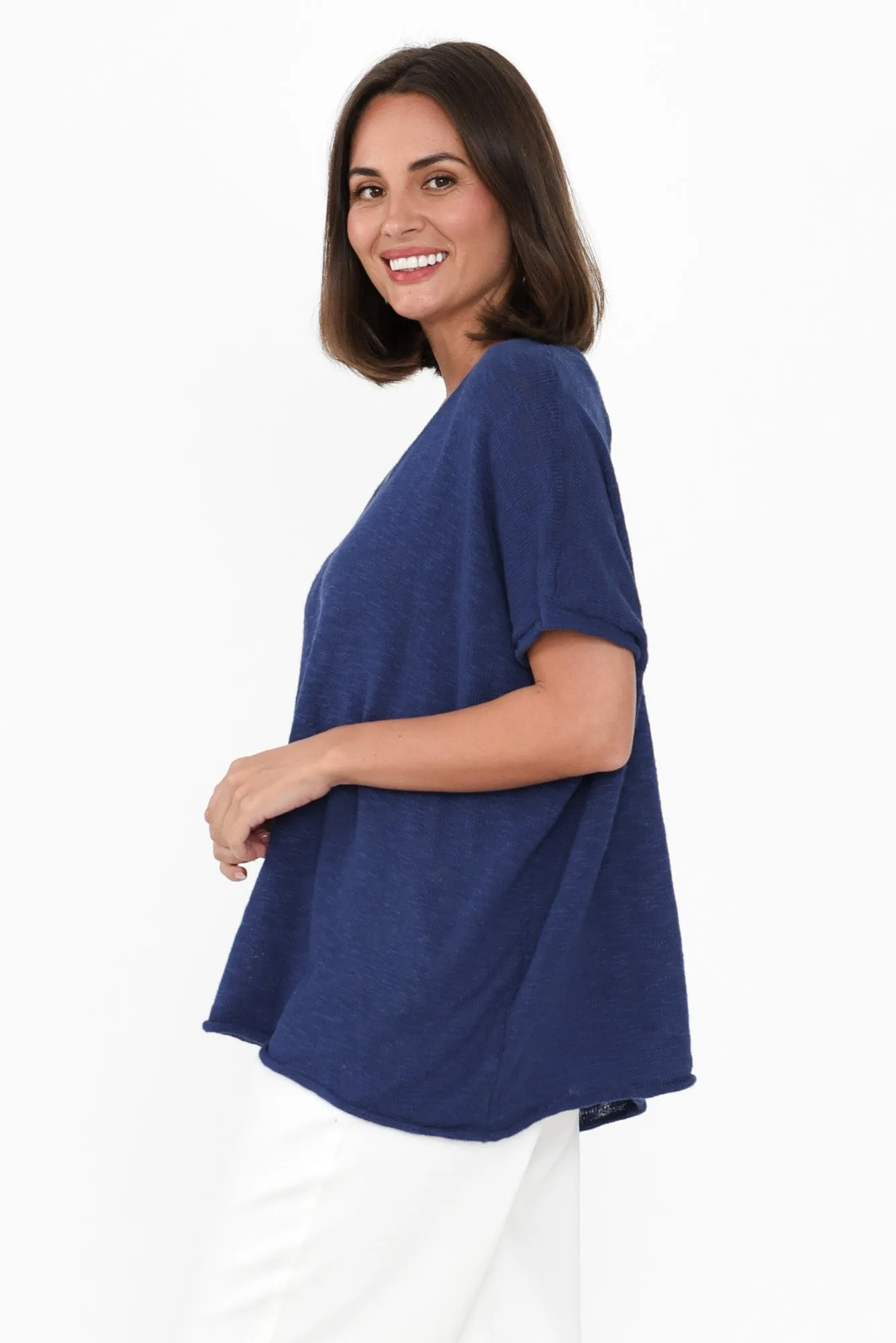 Saxon Cobalt Cotton Knit Top sold by Blue Bungalow product image thumbnail 3