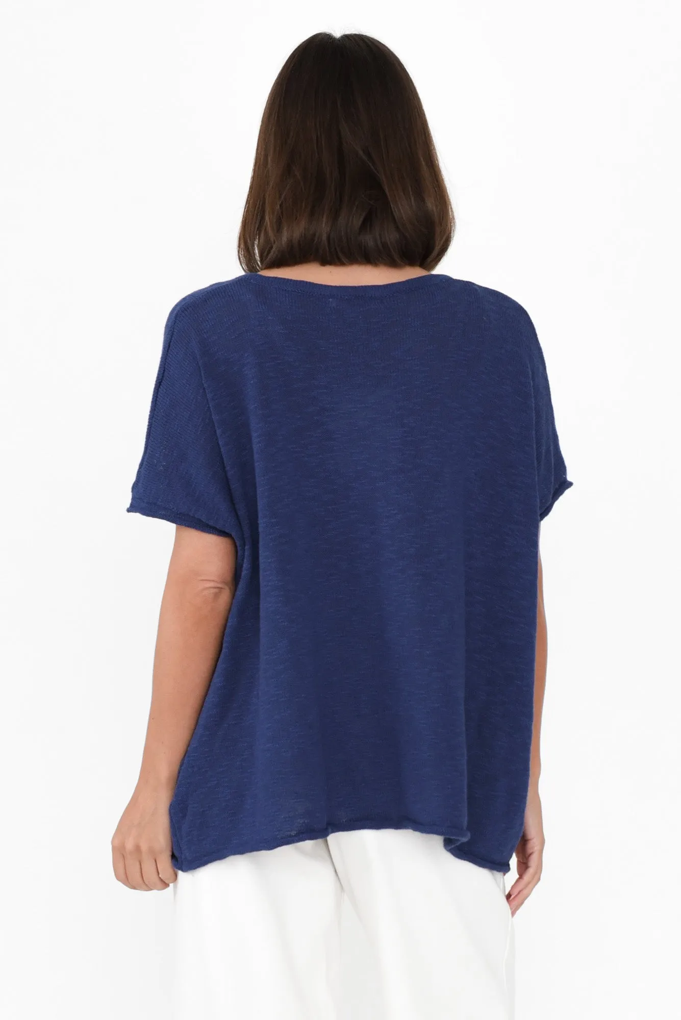 Saxon Cobalt Cotton Knit Top sold by Blue Bungalow product image thumbnail 4