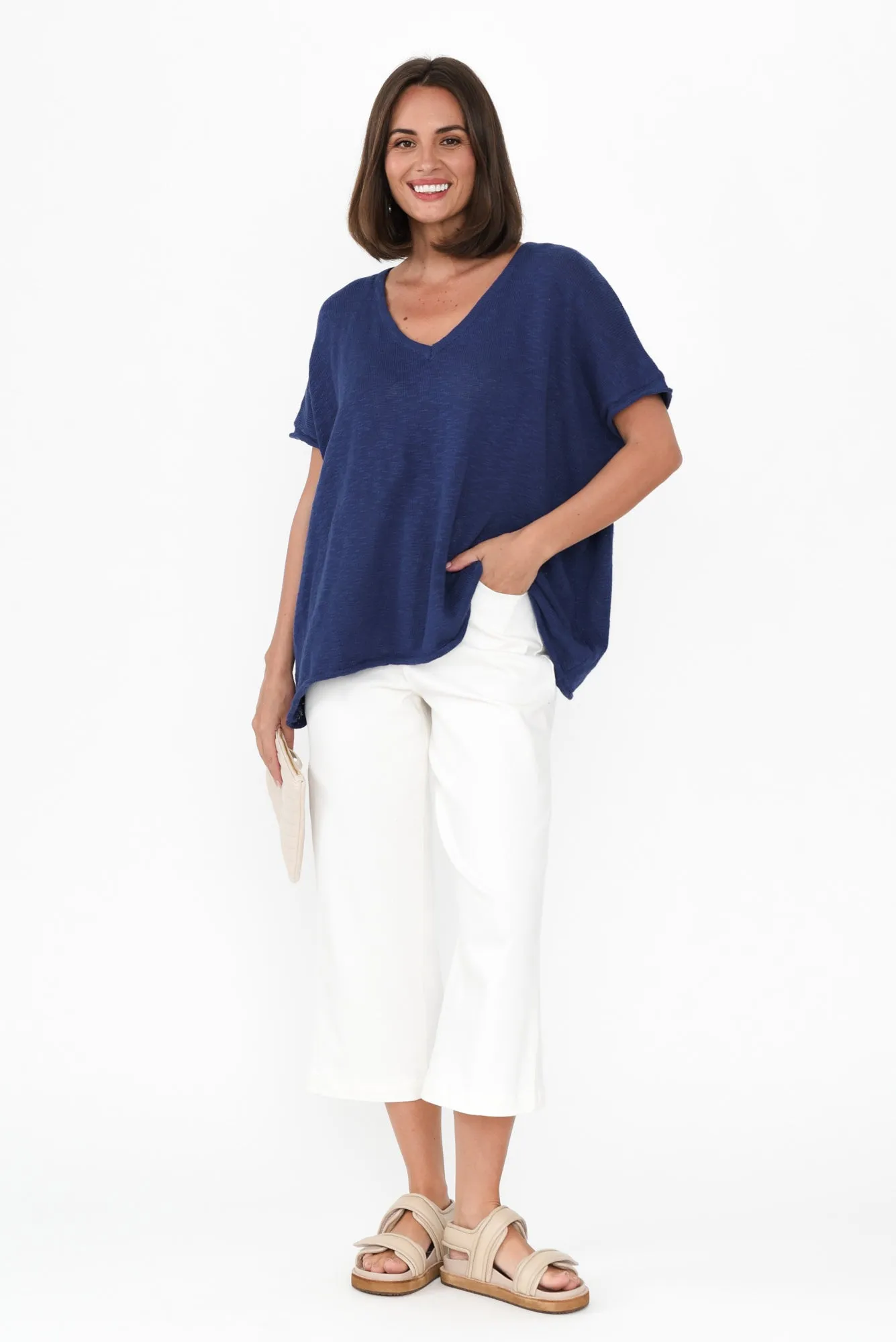 Saxon Cobalt Cotton Knit Top sold by Blue Bungalow product image thumbnail 2