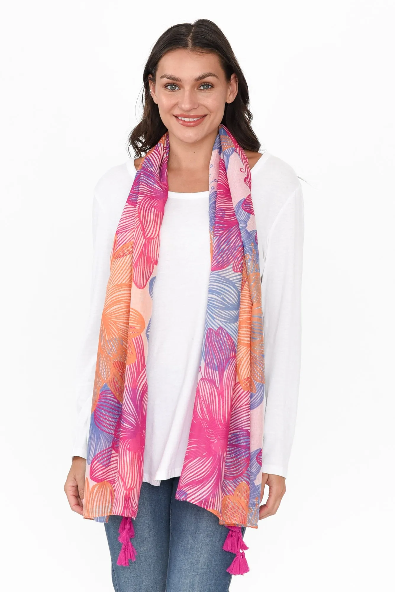 Conny Pink Floral Scarf sold by Blue Bungalow product image thumbnail 3