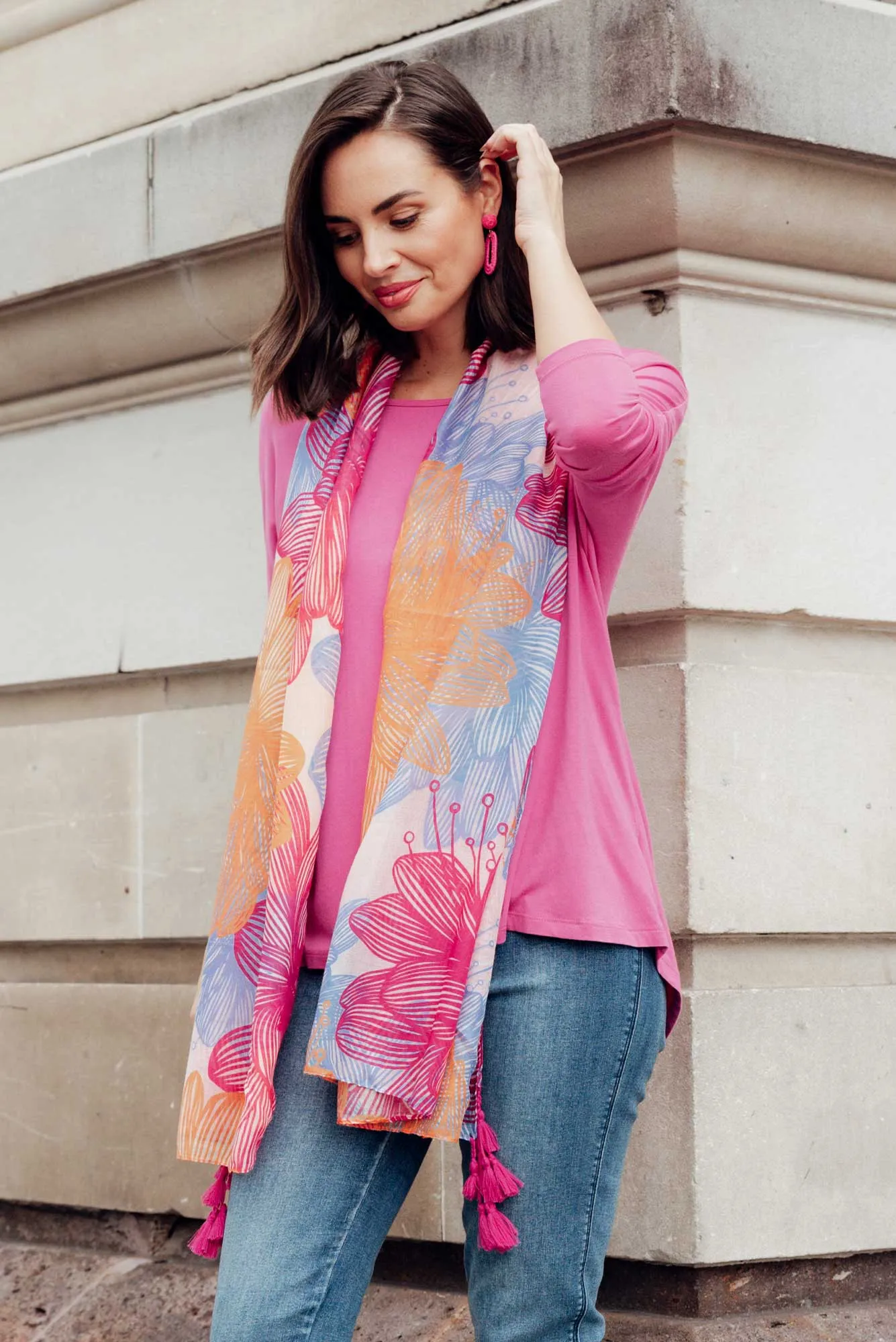 Conny Pink Floral Scarf sold by Blue Bungalow
