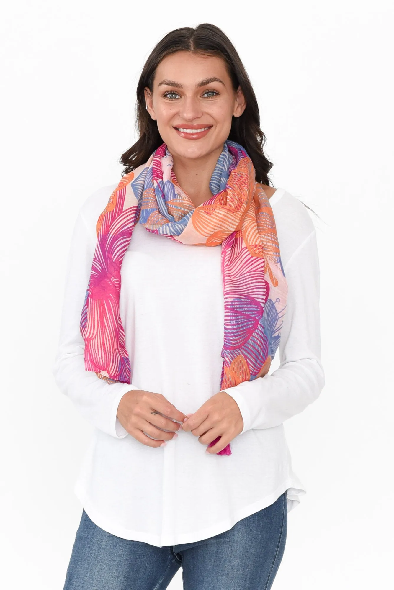 Conny Pink Floral Scarf sold by Blue Bungalow product image thumbnail 2
