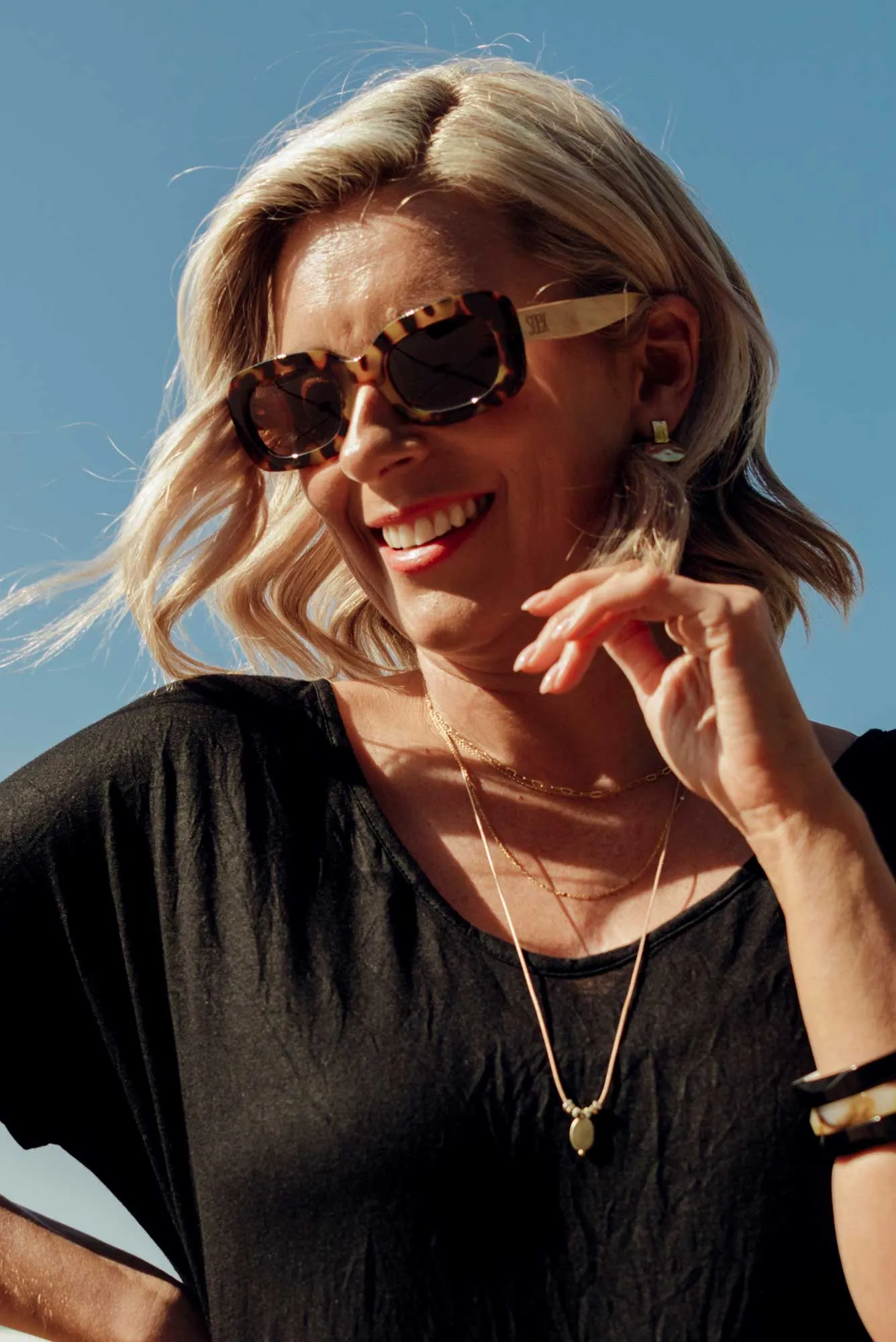 Zanthe Tortoiseshell Wooden Sunglasses sold by Blue Bungalow