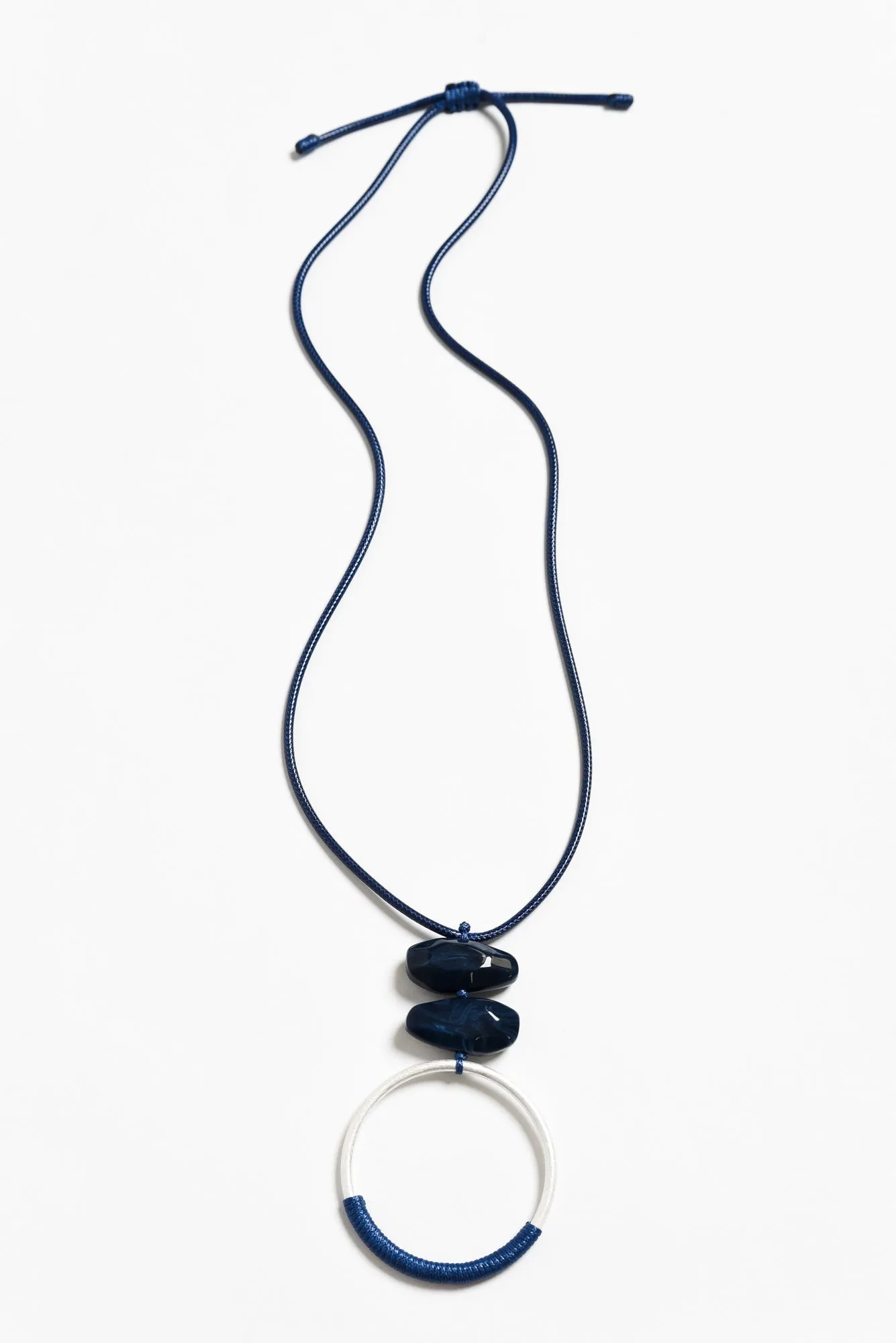 Nivek Navy Circle Pendant Necklace sold by Blue Bungalow