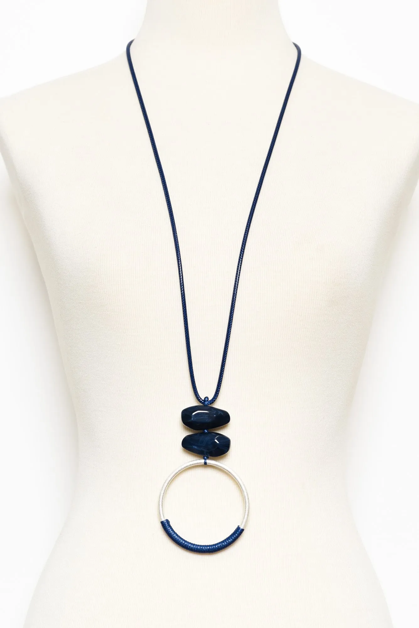Nivek Navy Circle Pendant Necklace sold by Blue Bungalow product image thumbnail 2