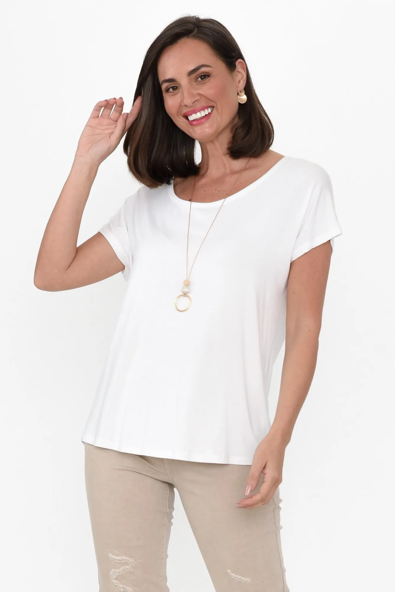 Eadie White Bamboo Top sold by Blue Bungalow