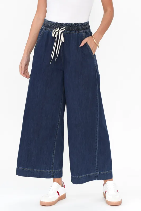 Greta Dark Denim Wide Leg Pants sold by Blue Bungalow