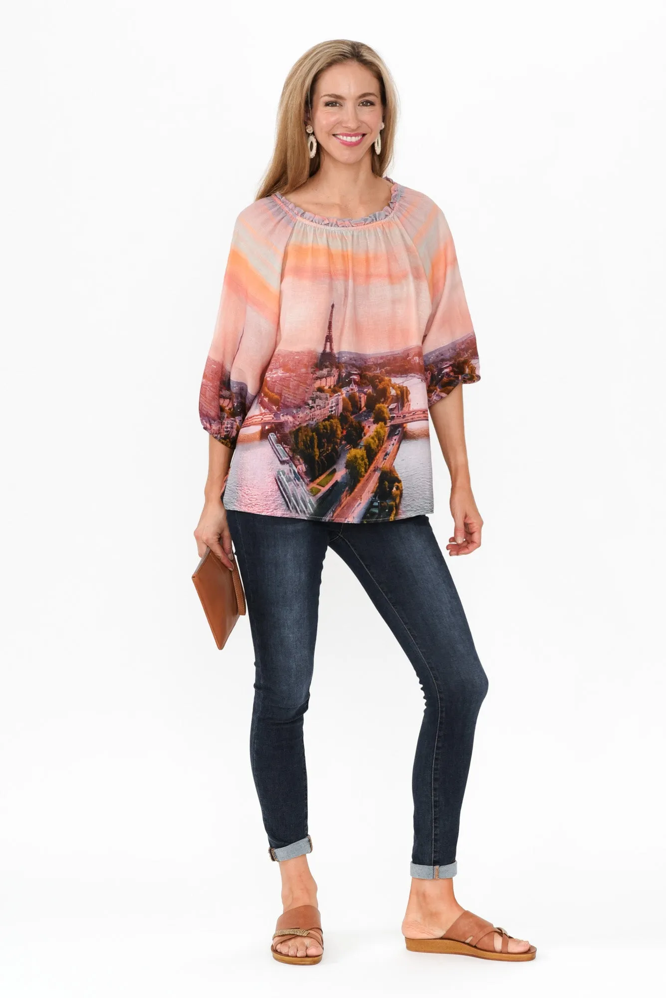 Dinah Pink Paris Linen Blend Top sold by Blue Bungalow product image thumbnail 2