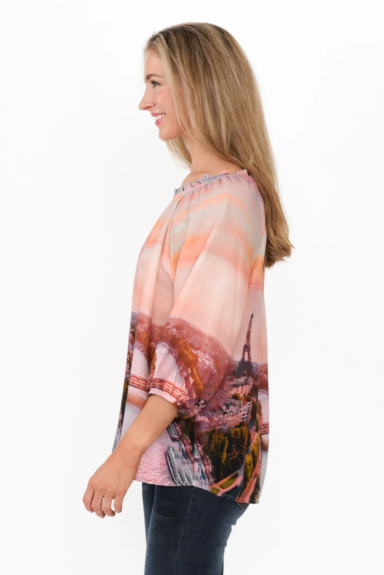 Dinah Pink Paris Linen Blend Top sold by Blue Bungalow product image thumbnail 3