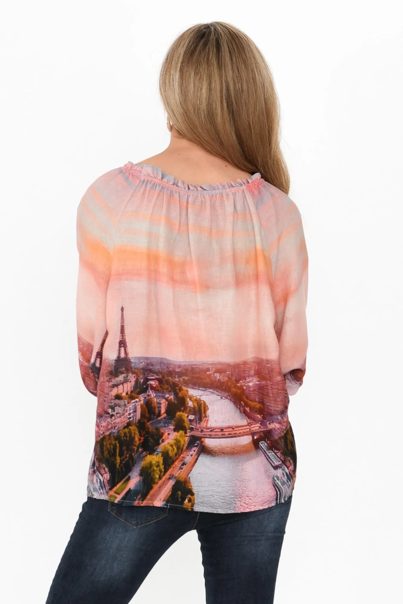 Dinah Pink Paris Linen Blend Top sold by Blue Bungalow product image thumbnail 4