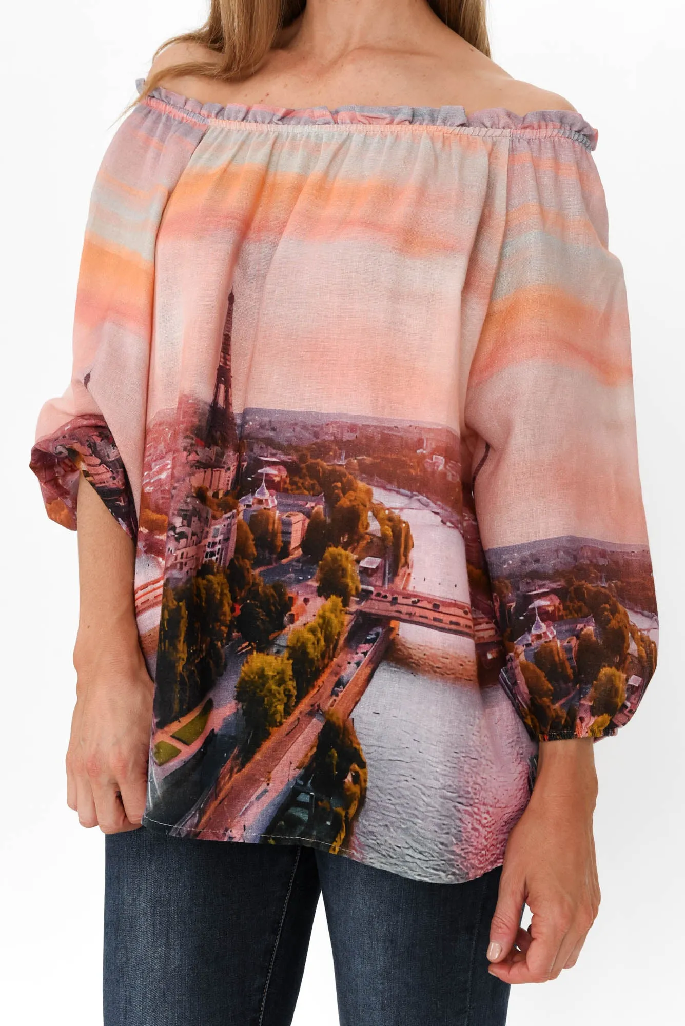 Dinah Pink Paris Linen Blend Top sold by Blue Bungalow product image thumbnail 5