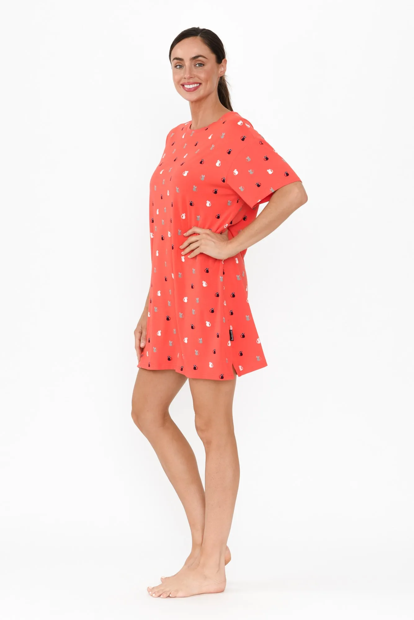 Collie Coral Kitty Bamboo Nightie sold by Blue Bungalow product image thumbnail 3