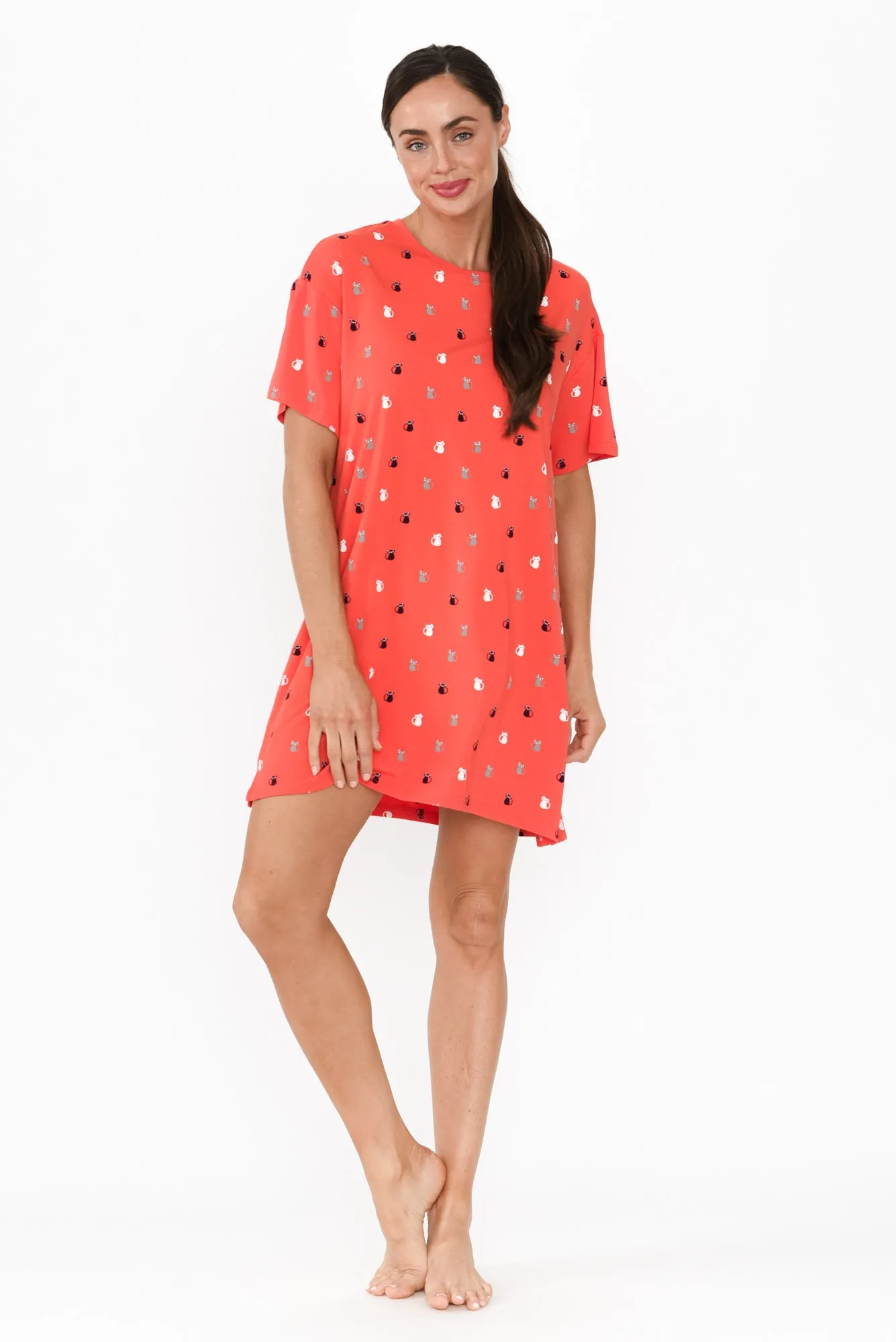 Collie Coral Kitty Bamboo Nightie sold by Blue Bungalow product image thumbnail 2