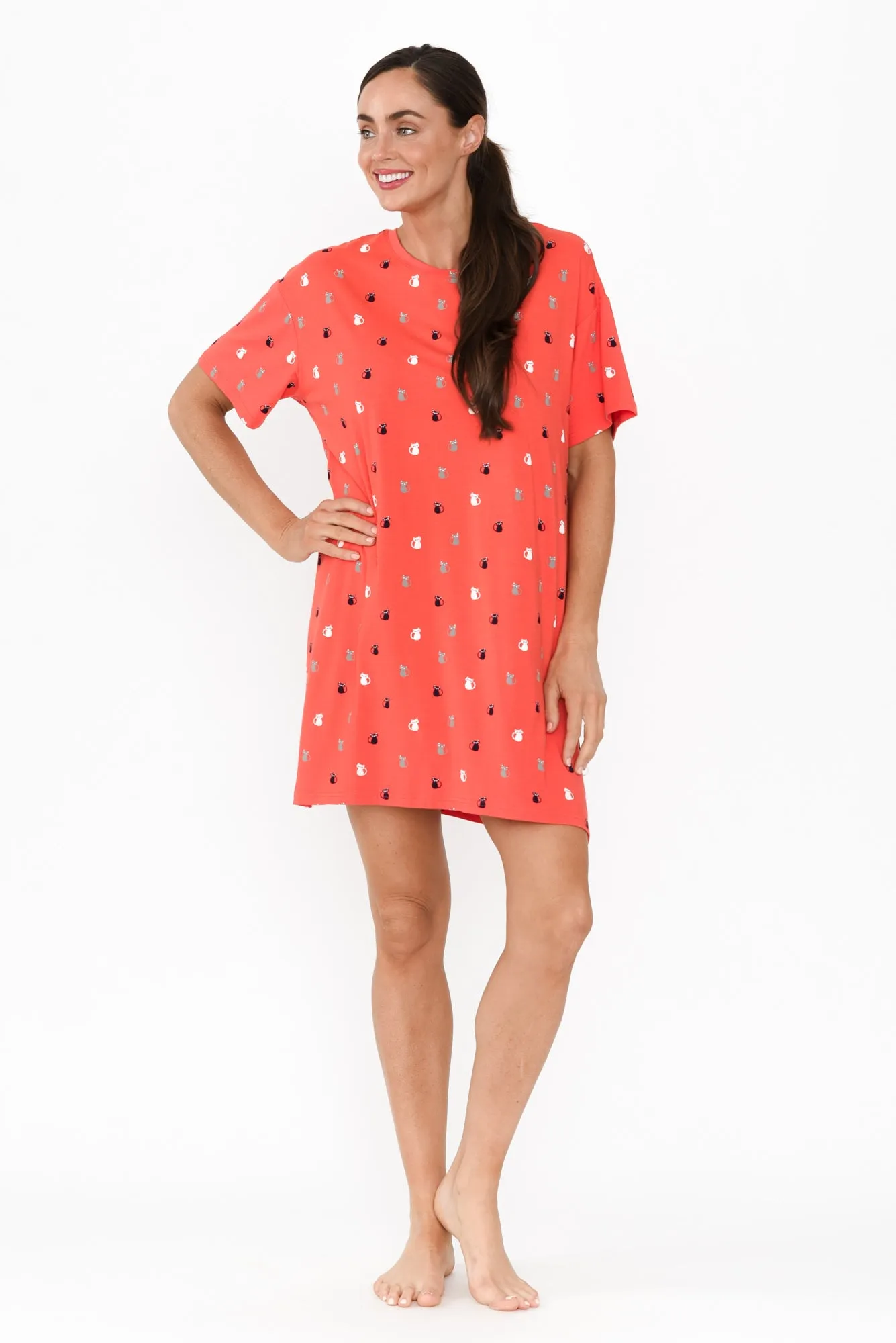 Collie Coral Kitty Bamboo Nightie sold by Blue Bungalow