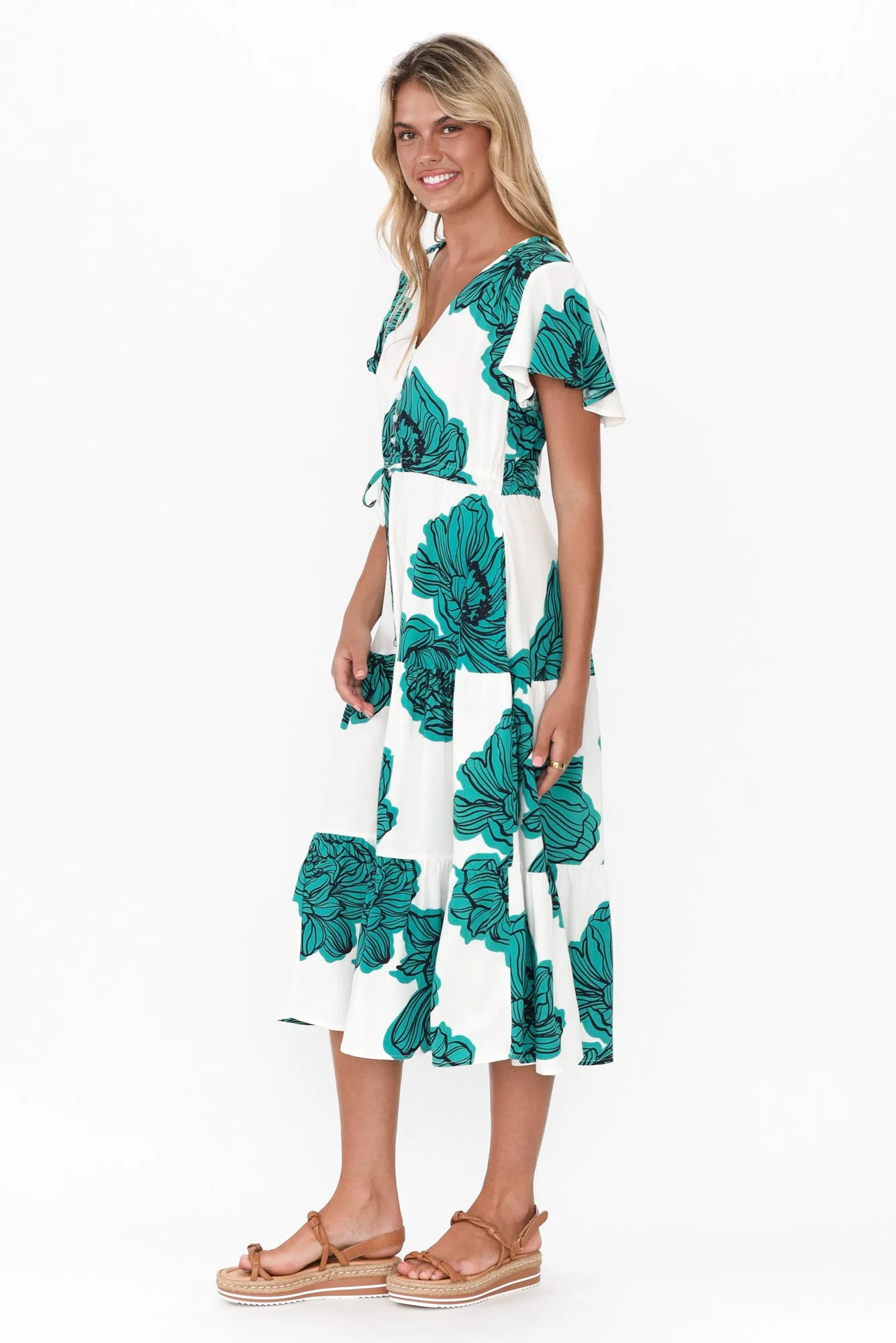 Remington Green Floral Tiered Dress sold by Blue Bungalow product image thumbnail 4