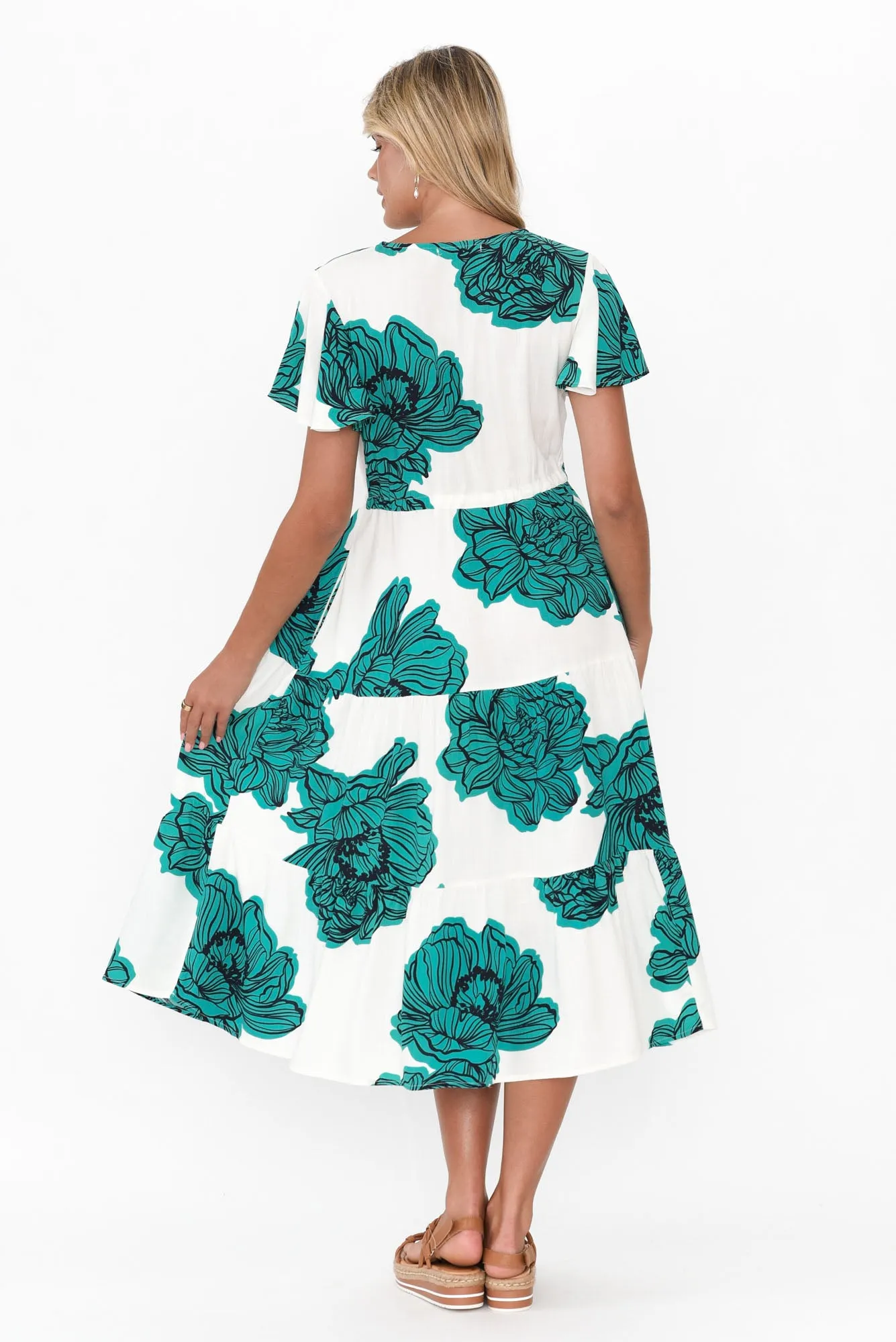 Remington Green Floral Tiered Dress sold by Blue Bungalow product image thumbnail 5