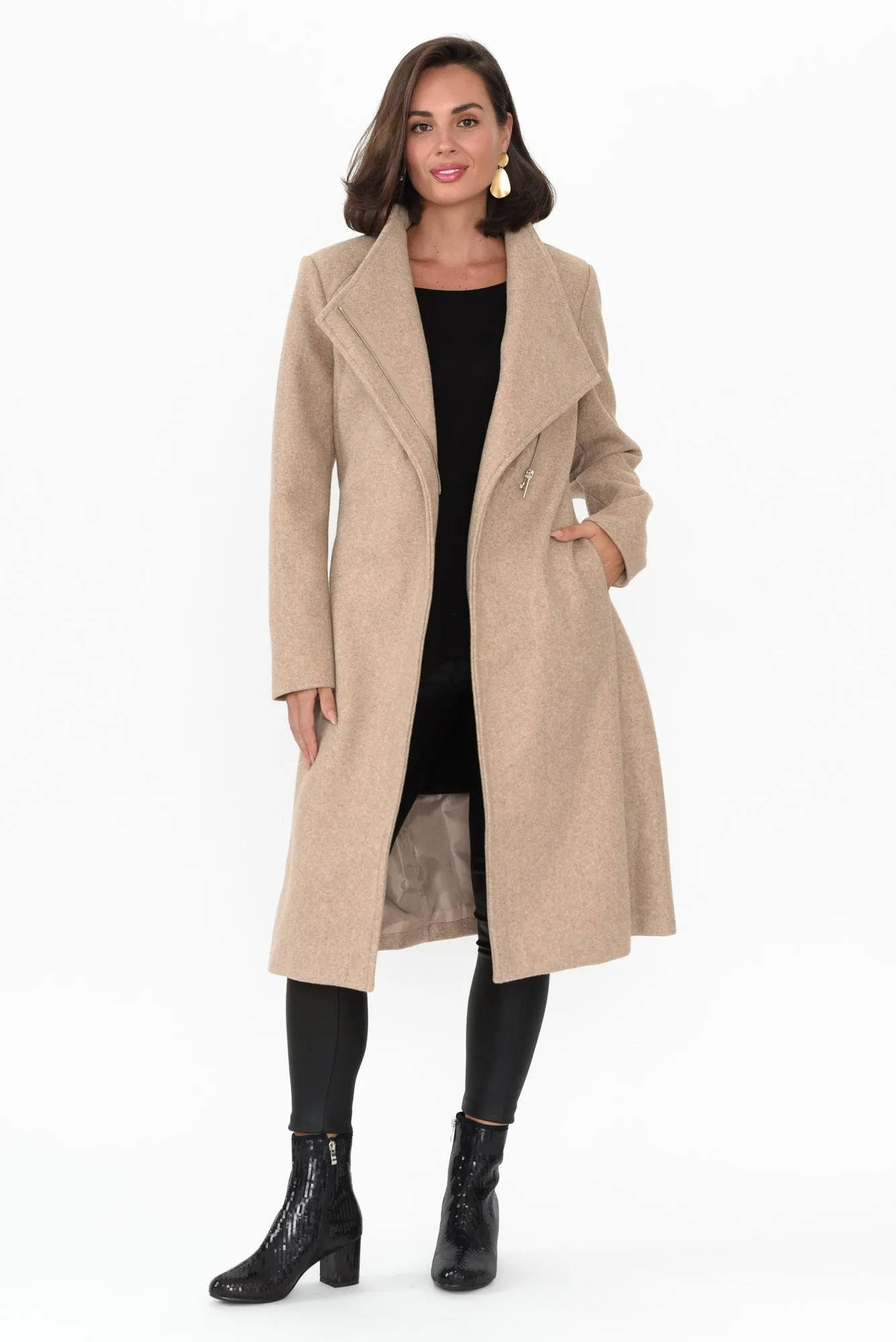 Choose You Beige Marle Tie Coat sold by Blue Bungalow product image thumbnail 3