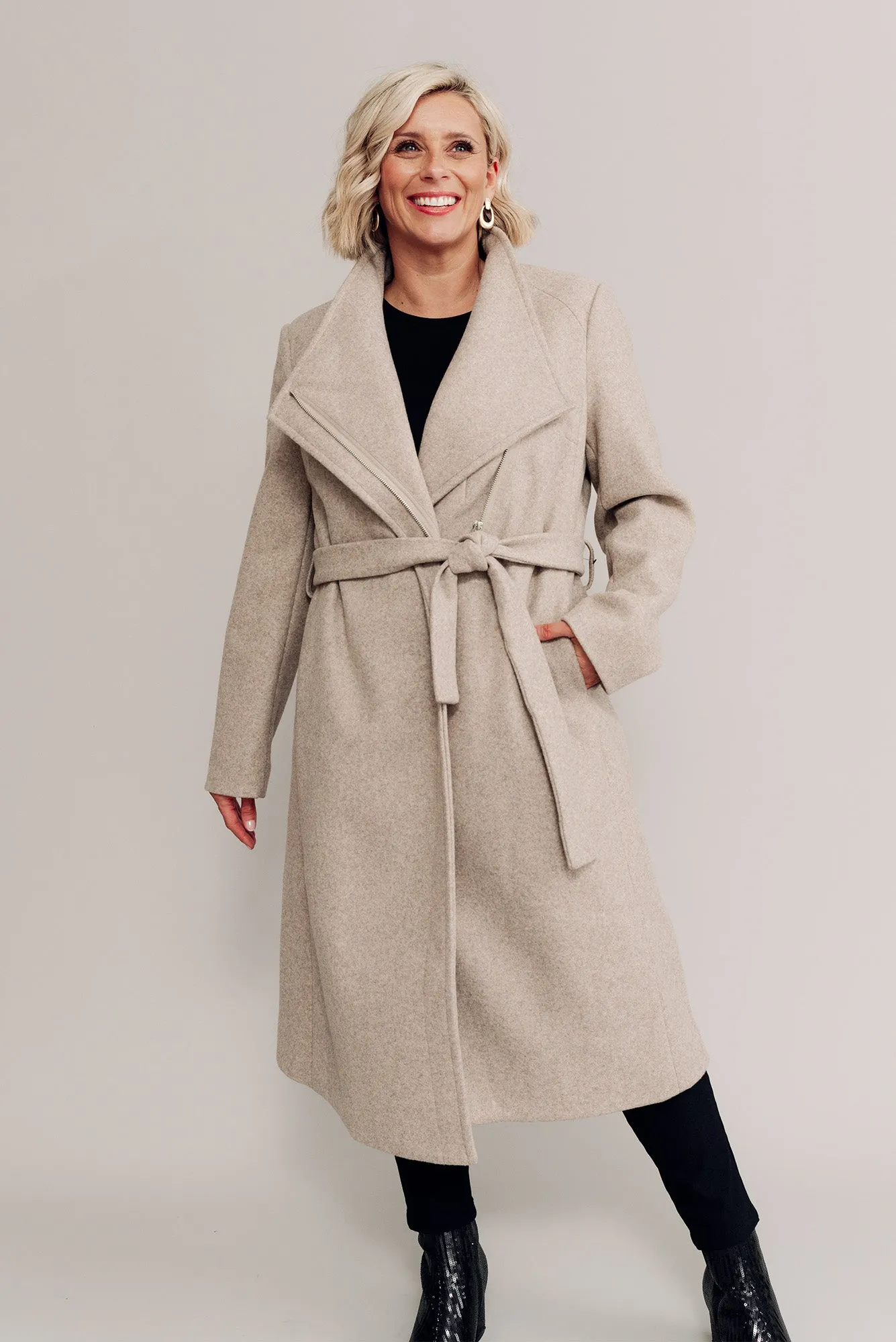 Choose You Beige Marle Tie Coat sold by Blue Bungalow