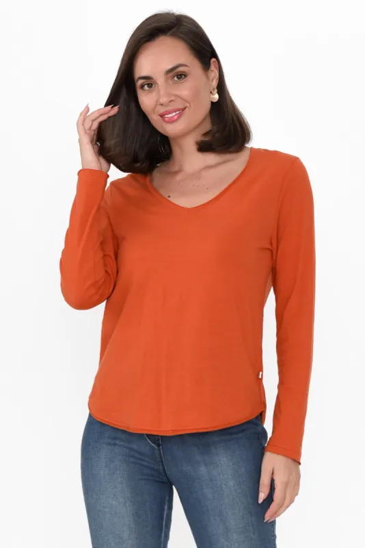 Suri Orange Cotton Long Sleeve Top sold by Blue Bungalow
