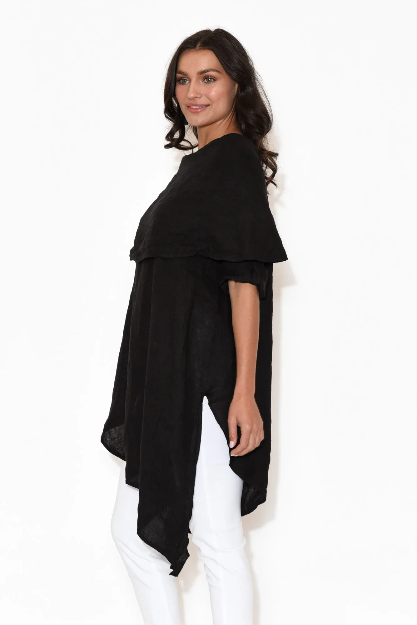 Grande Black Linen Tunic sold by Blue Bungalow product image thumbnail 4