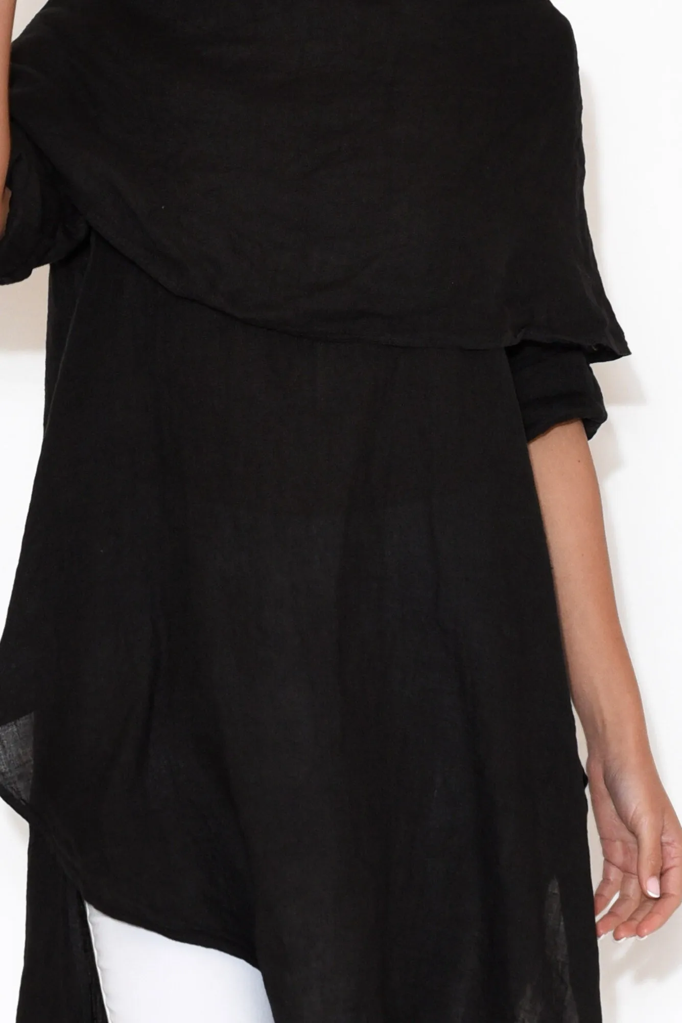 Grande Black Linen Tunic sold by Blue Bungalow product image thumbnail 3