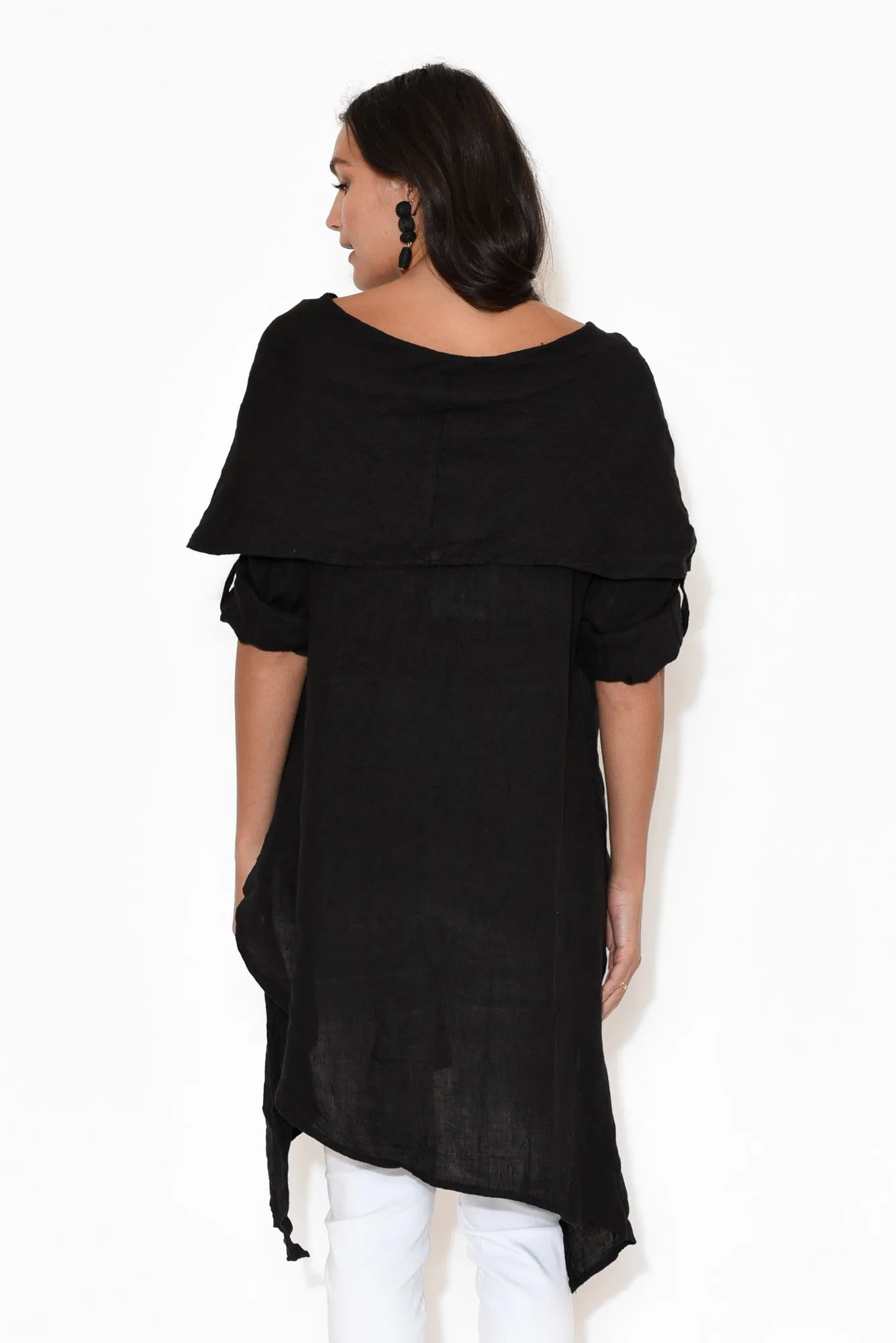 Grande Black Linen Tunic sold by Blue Bungalow product image thumbnail 5
