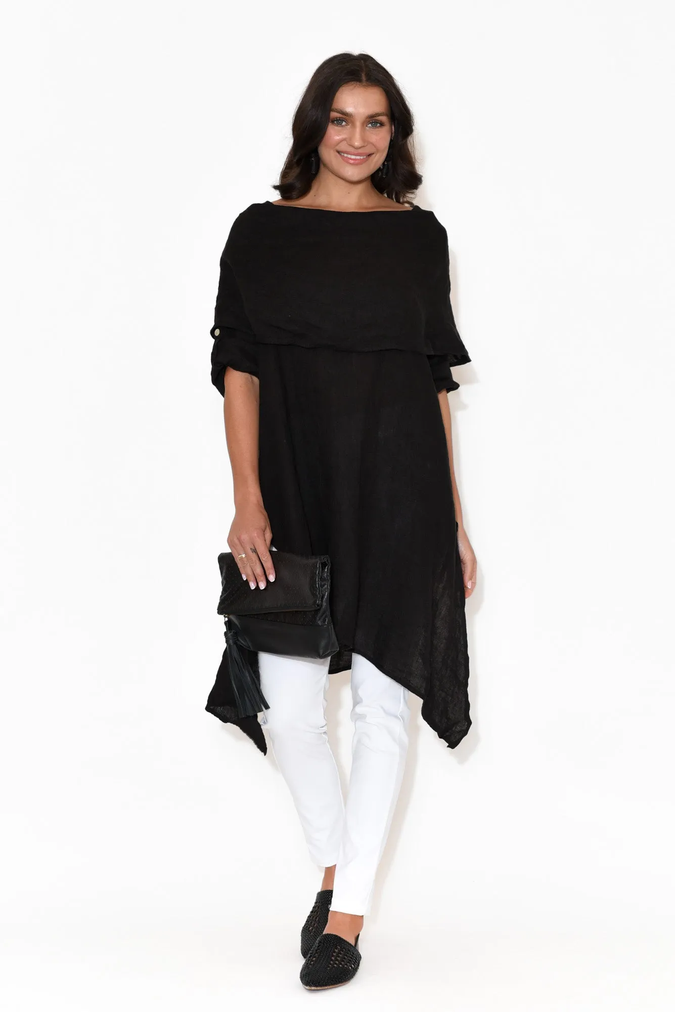 Grande Black Linen Tunic sold by Blue Bungalow product image thumbnail 2